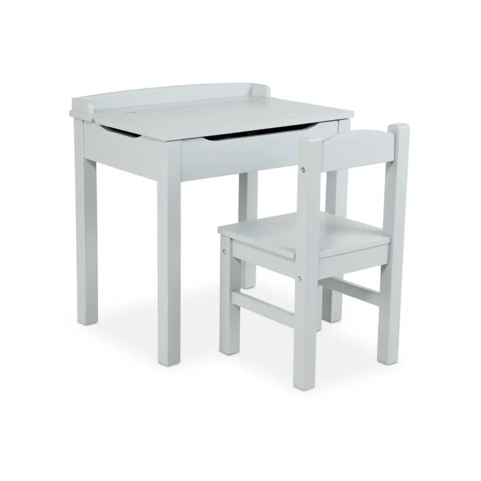 Melissa & Doug Lift-Top Desk grijs houten kinderbureau met stoel