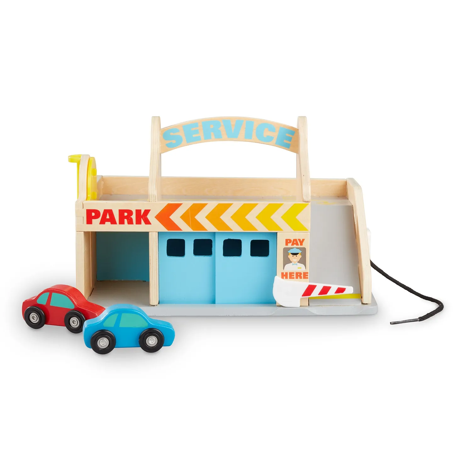 Melissa & Doug Service Station Parkeergarage houten met auto’s