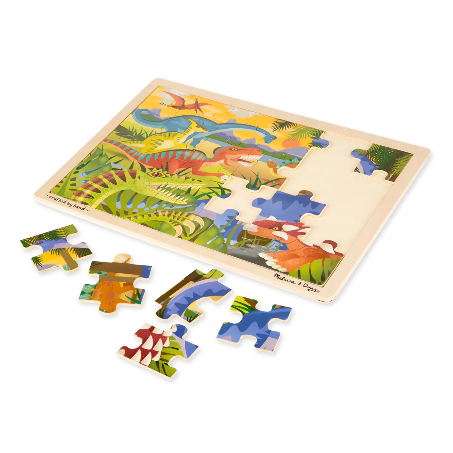 Melissa & Doug Dinosaur houten puzzel 24 stukjes dino