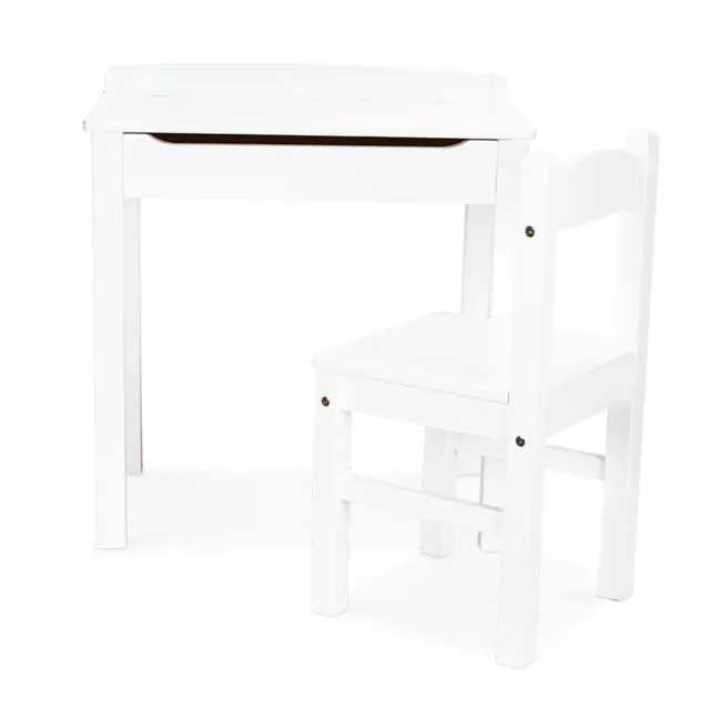 Melissa & Doug kinderbureau met stoel wit hout opbergbak
