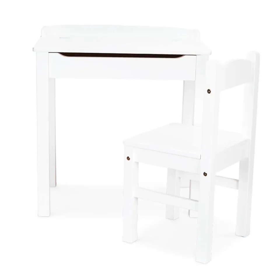 Melissa & Doug kinderbureau met stoel wit hout opbergbak