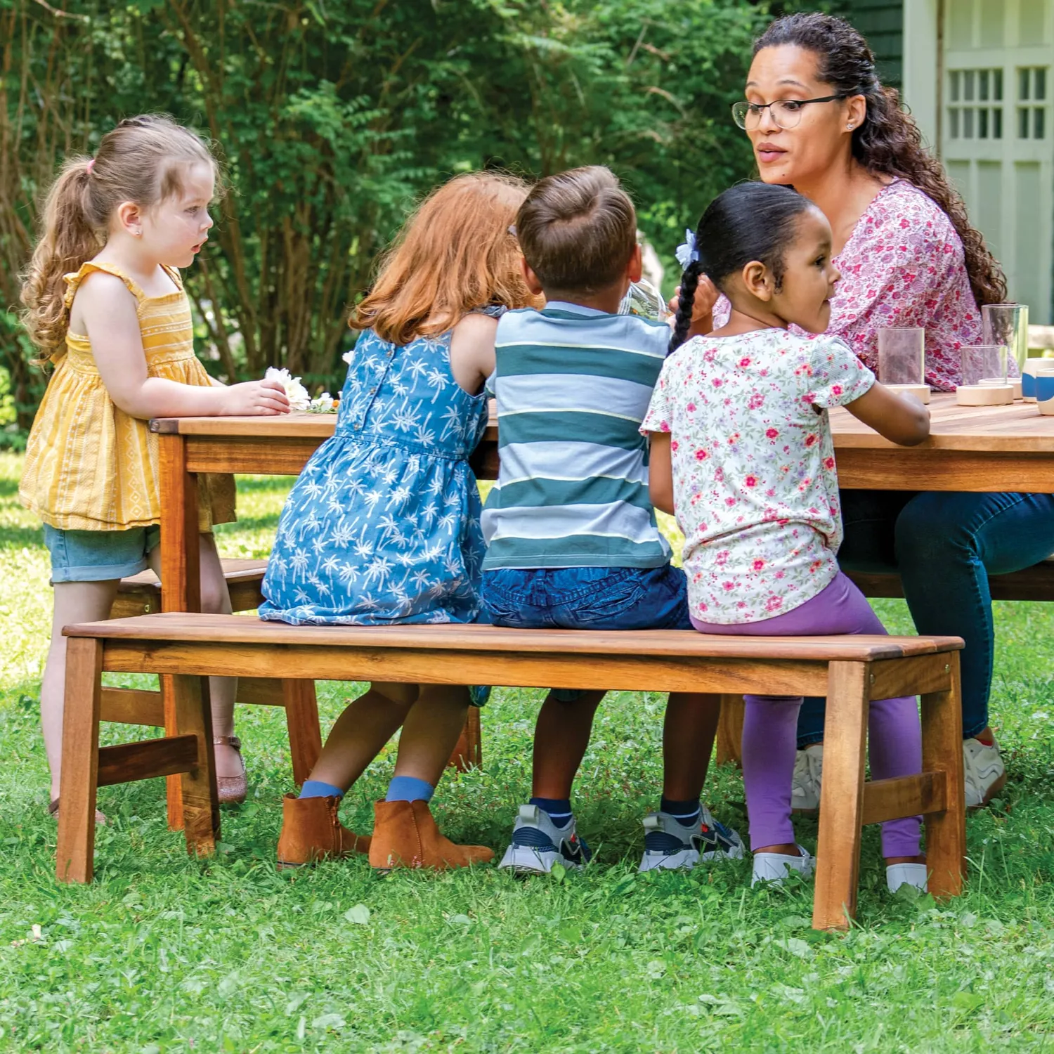 Guidecraft Acadia Outdoor Bench kinderbank 36 inch hout