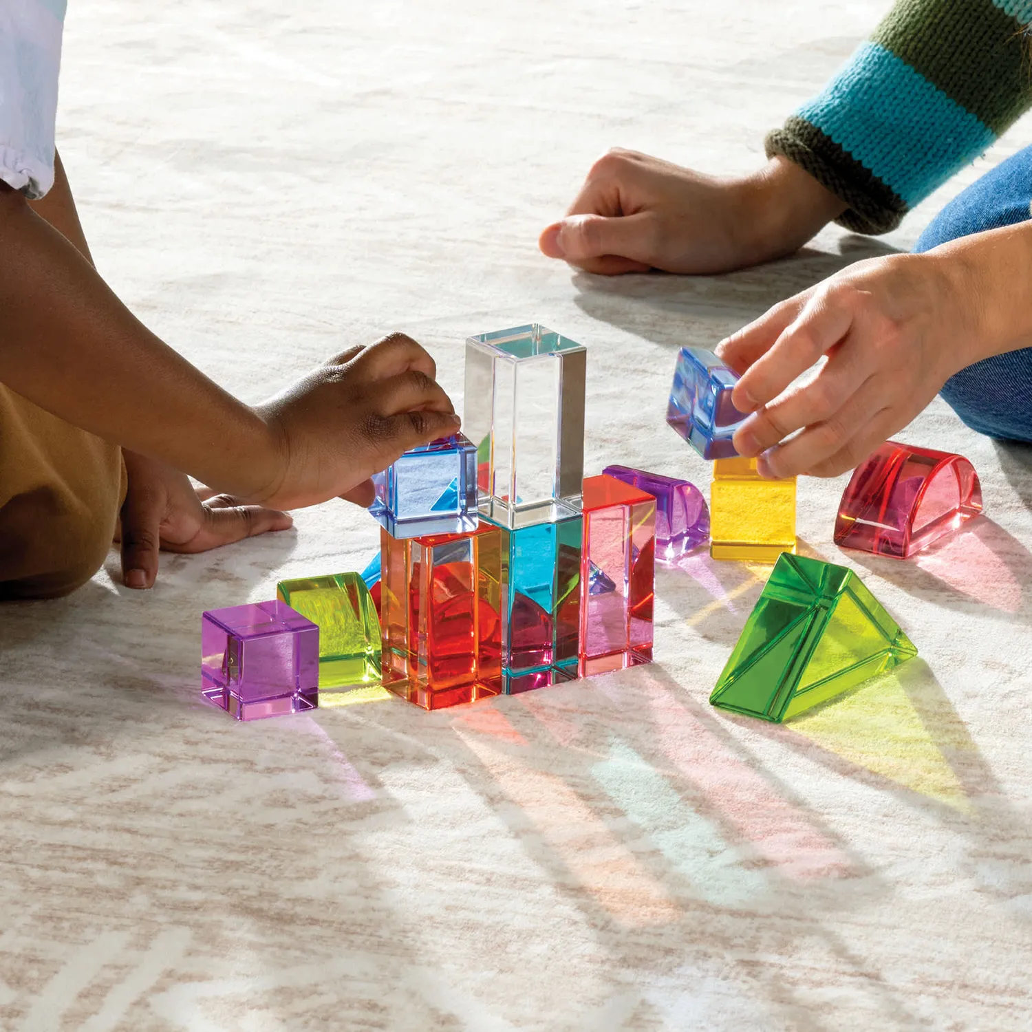 Guidecraft Acrylic Rainbow Unit Blocks Foundation Set bouwblokken 16-delig