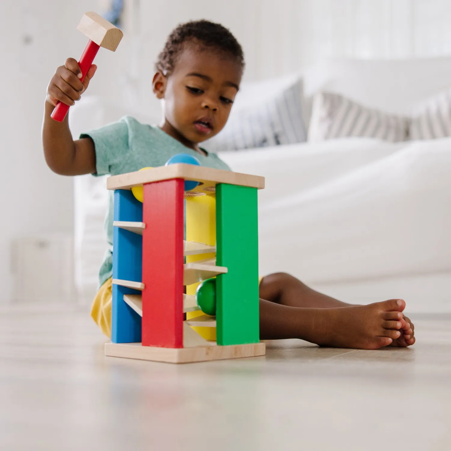 Melissa & Doug Pound & Roll Tower houten hamerspel 4 ballen