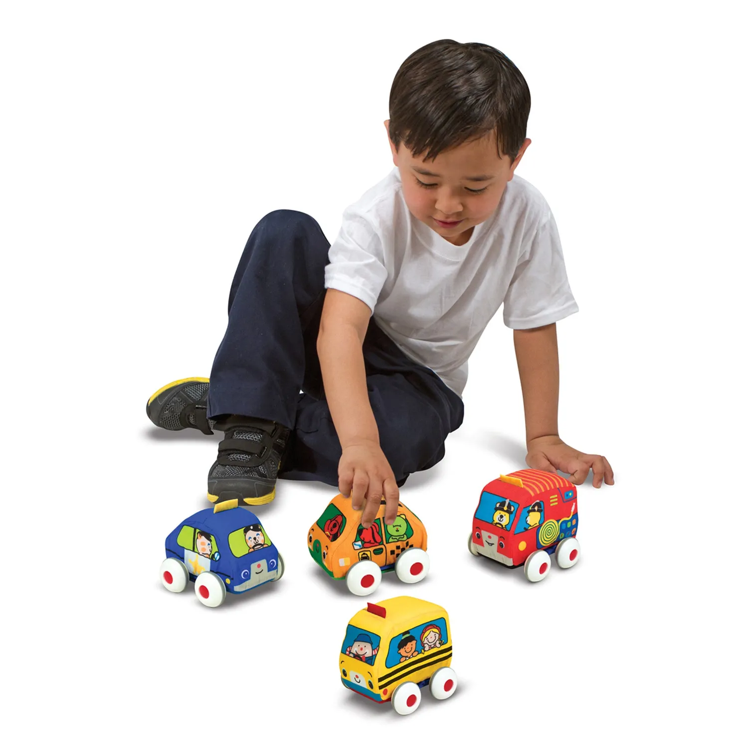 Melissa & Doug K's Kids pull-back autos zacht 4 stuks