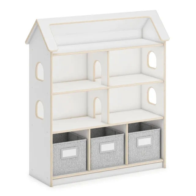 Guidecraft EdQ poppenhuis boekenkast wit met bakken