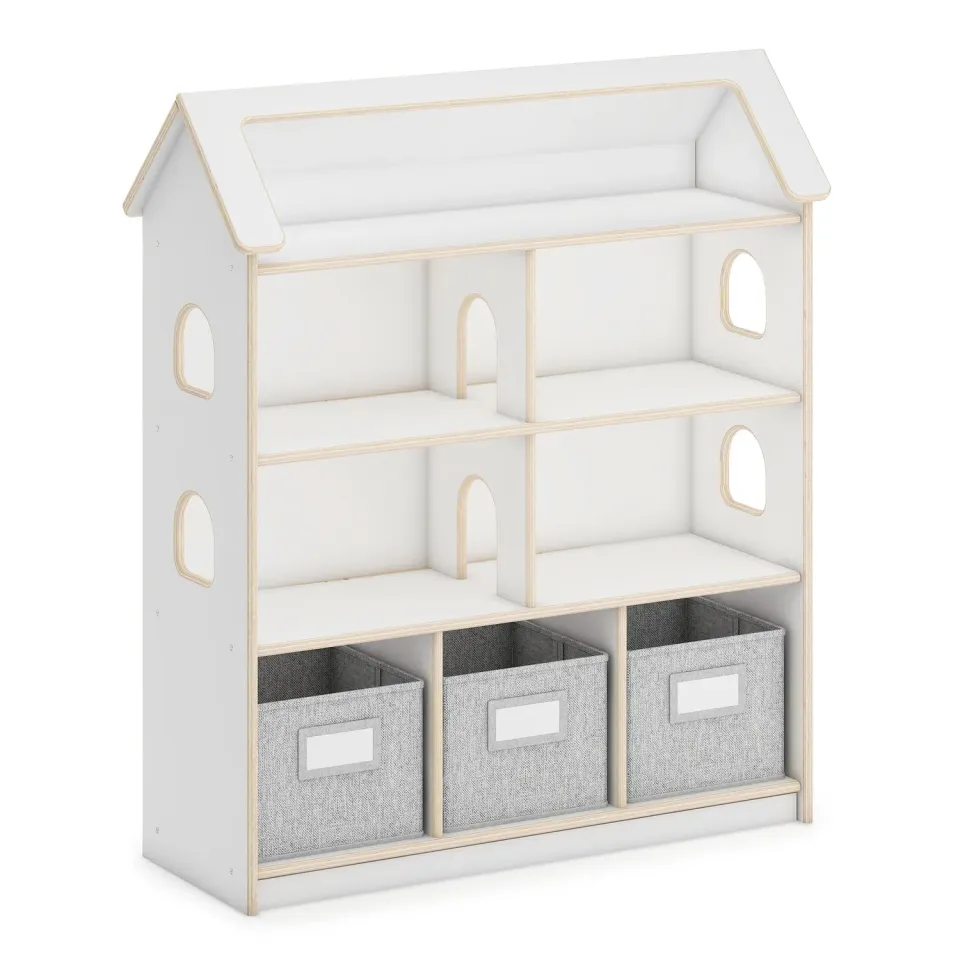Guidecraft EdQ poppenhuis boekenkast wit met bakken
