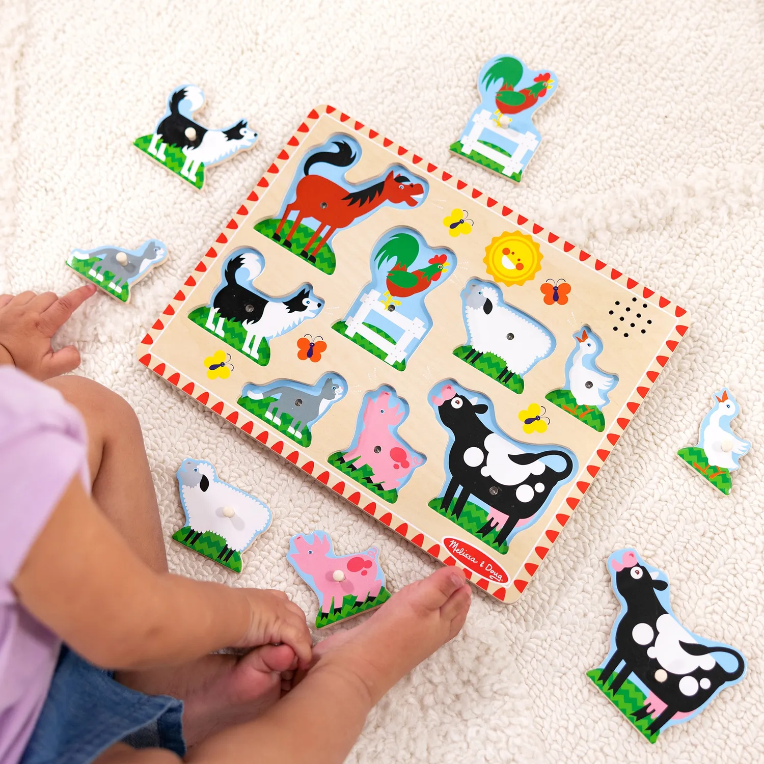 Melissa & Doug Farm Animals geluidspuzzel hout 8 stukjes