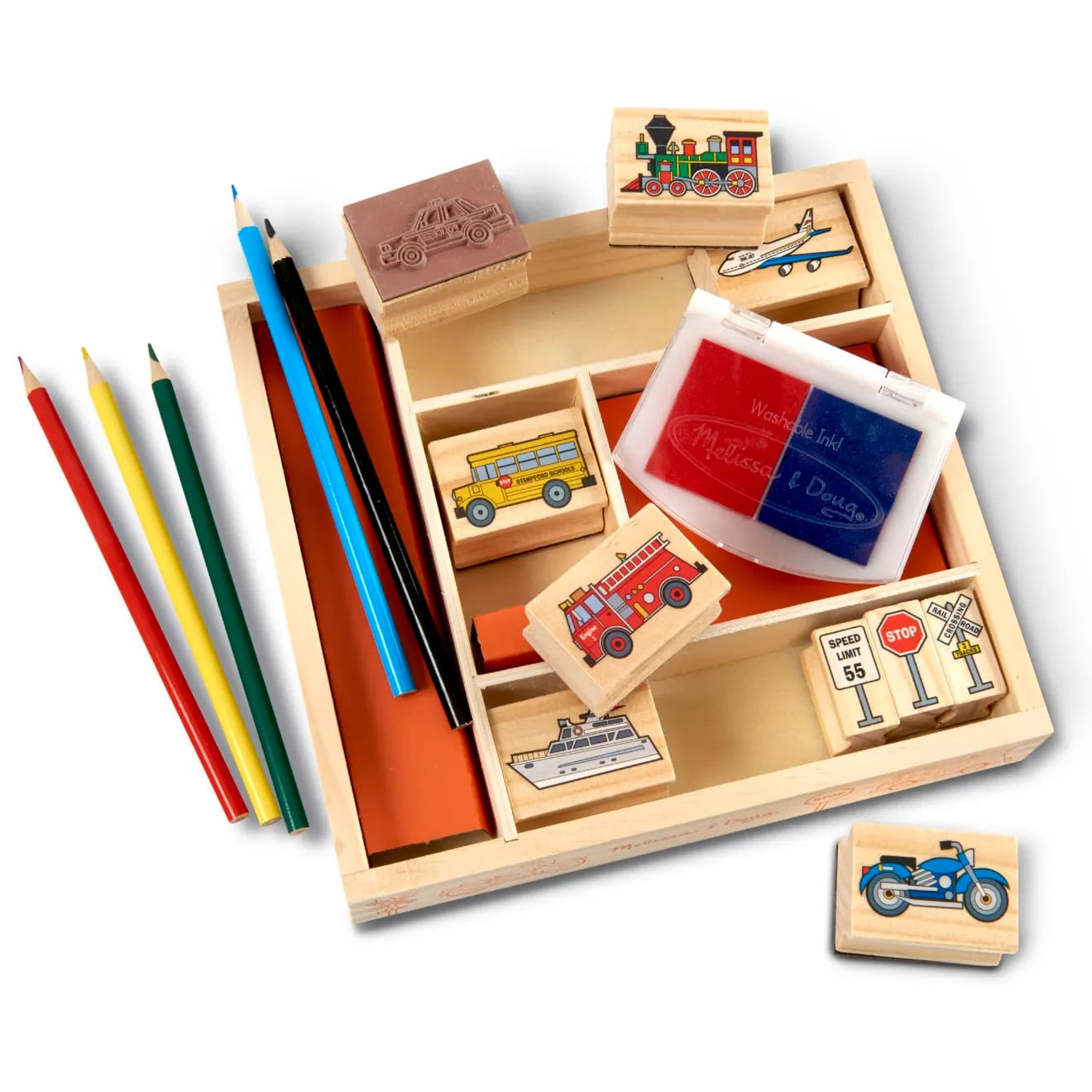 Melissa & Doug Vehicles stempelset voertuigen met inktkussen