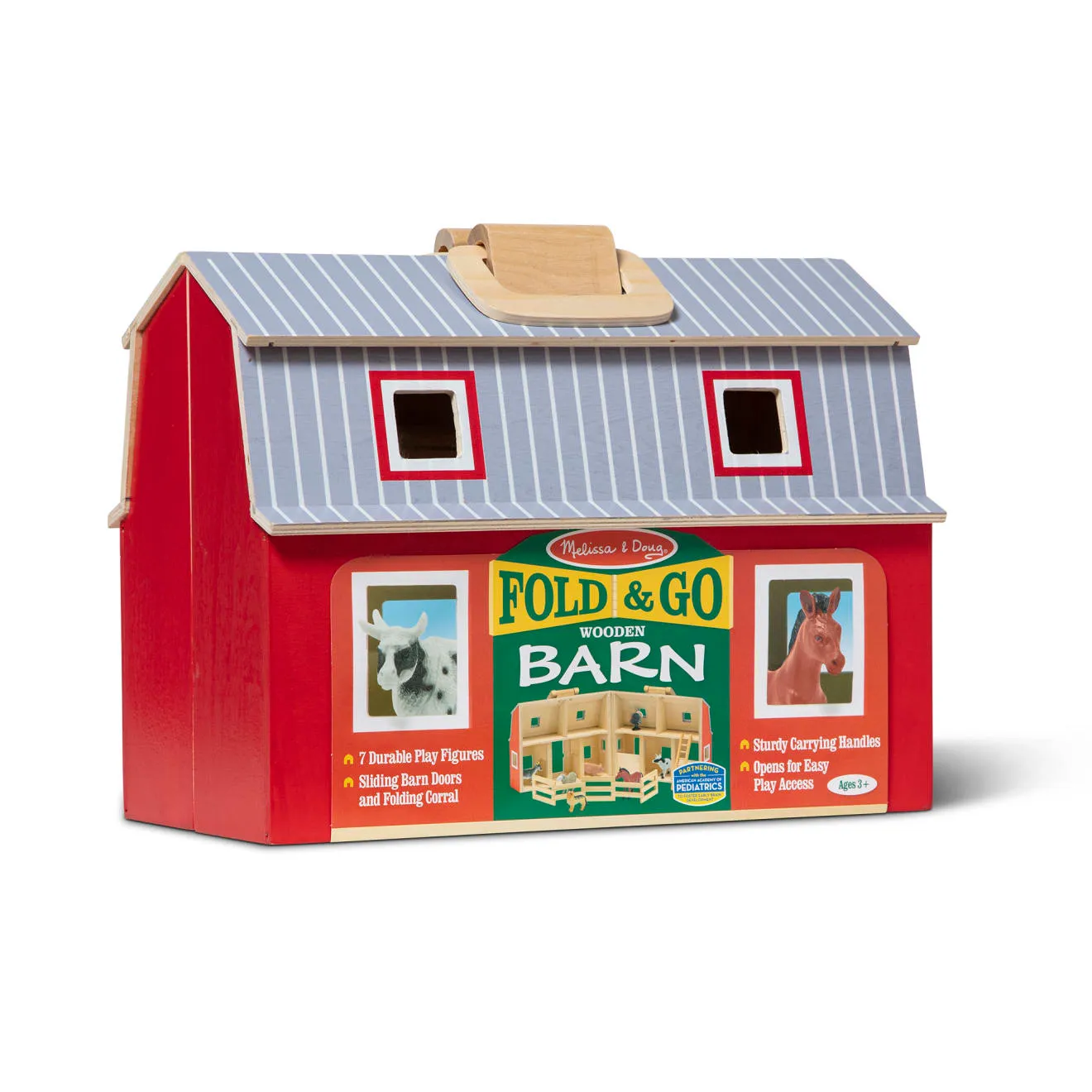 Melissa & Doug Fold & Go Barn boerderij hout 7 dieren