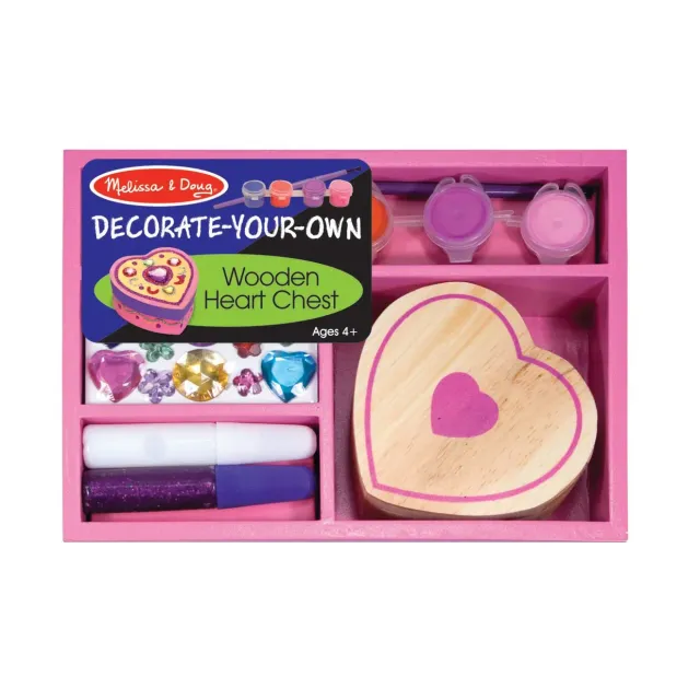 Melissa & Doug Decorate-Your-Own Wooden Heart Box knutselset