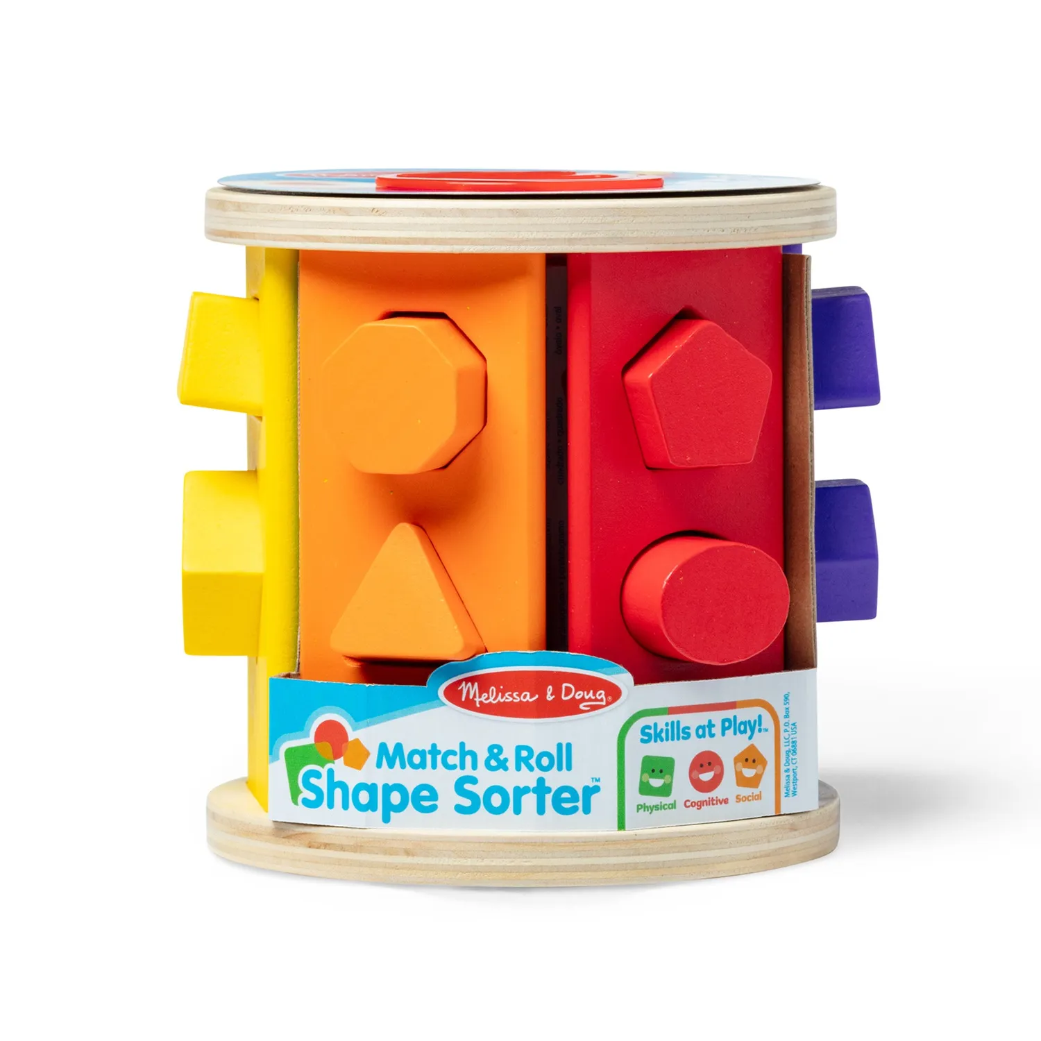 Melissa & Doug Match and Roll vormenstoof hout 12 vormen