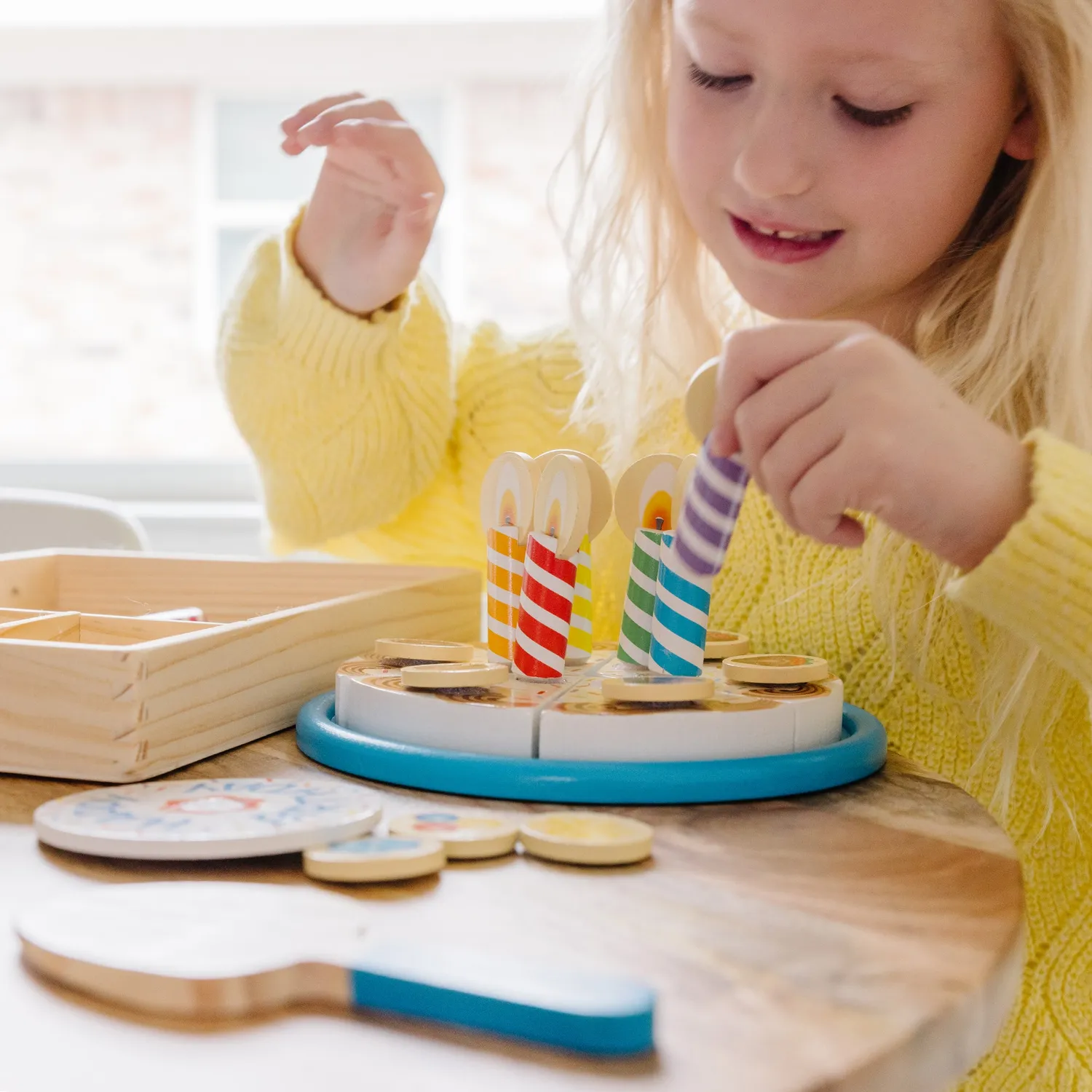 Melissa & Doug houten verjaardagstaart speelset 34-delig