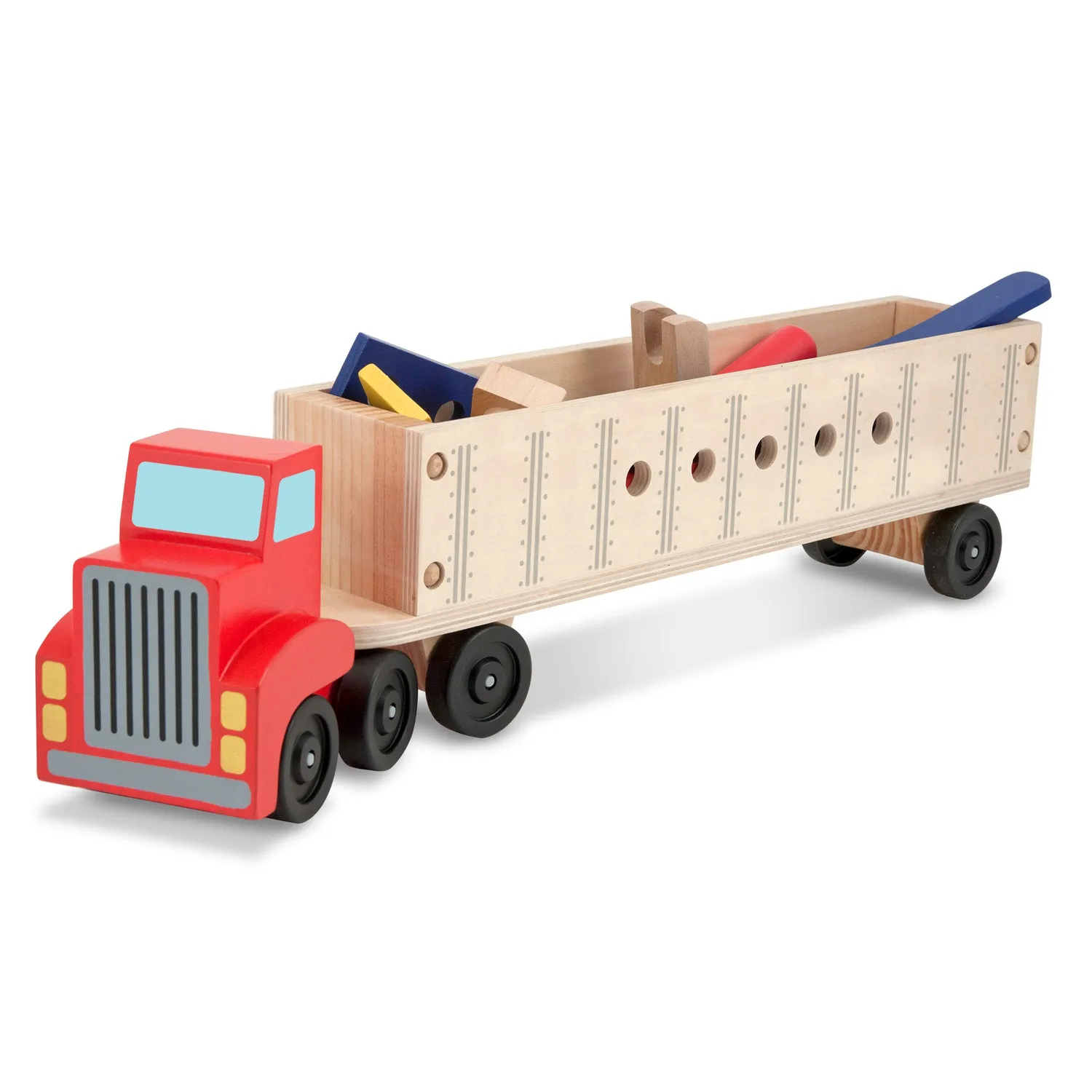 Melissa & Doug Big Rig bouwset vrachtwagen hout 22-delig