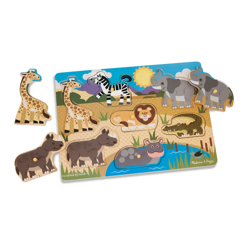 Melissa & Doug Safari noppenpuzzel hout 7 stukjes