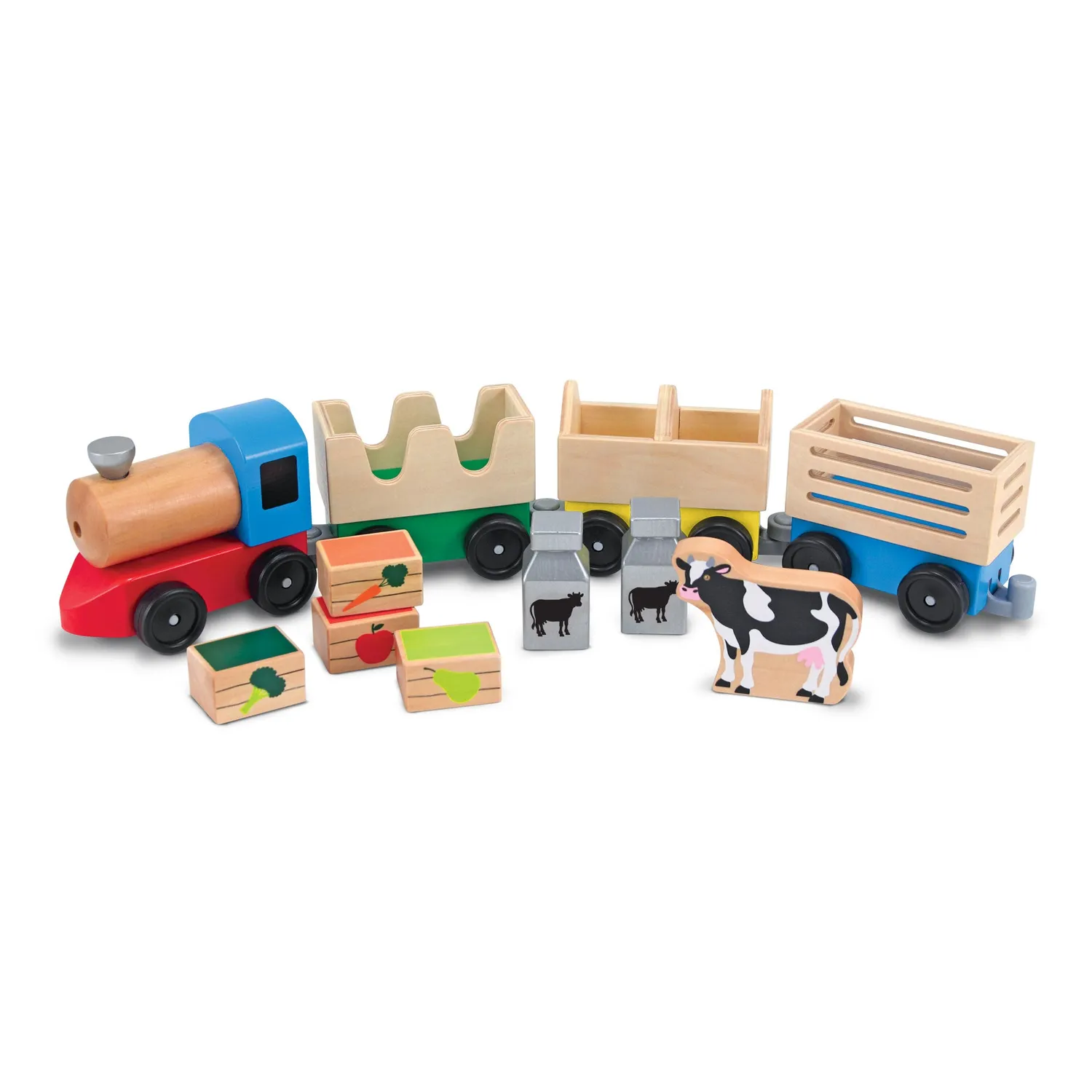Melissa & Doug houten boerderijtrein speelgoedtrein