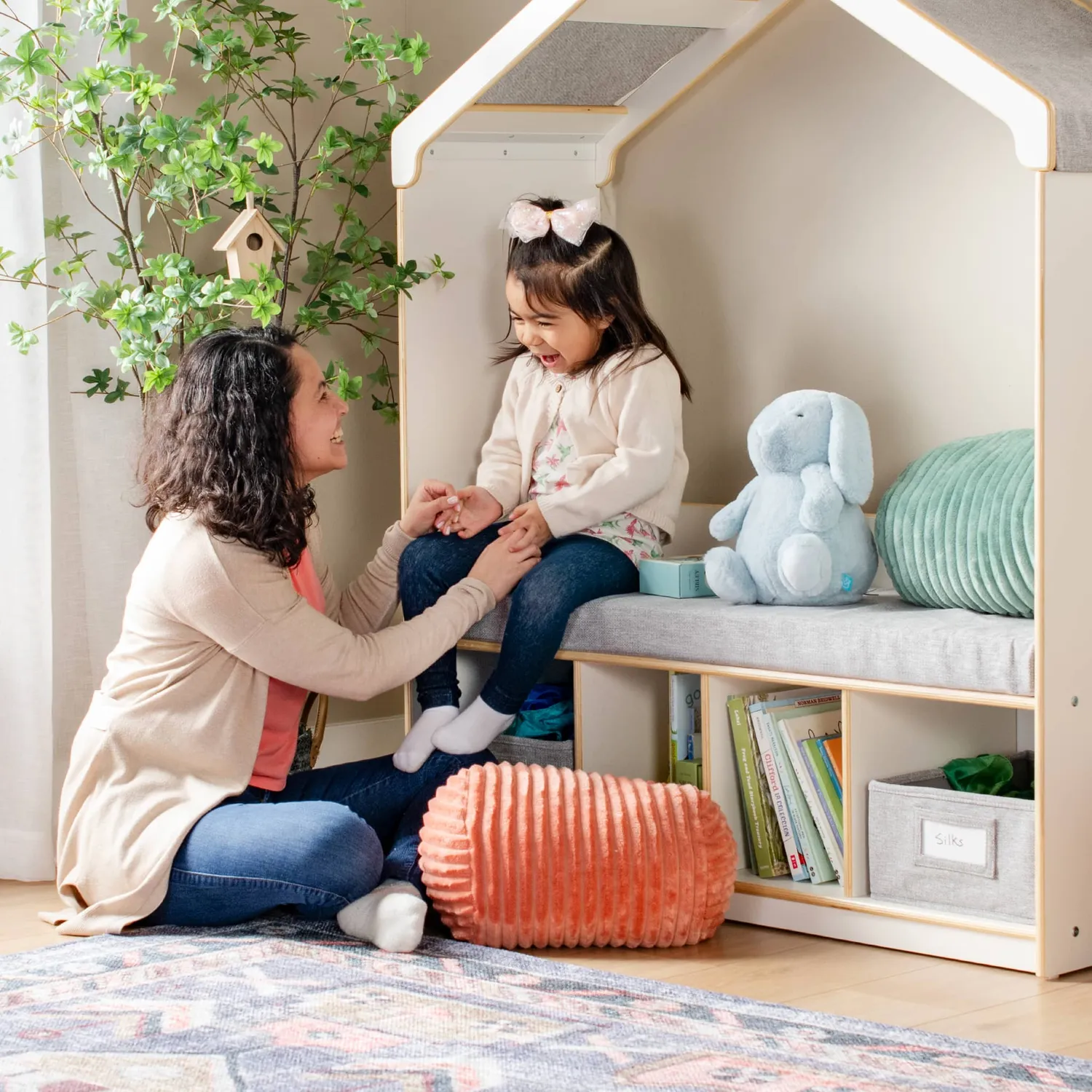 EdQ Reading Nook with Storage leeshoek wit 4 vakken zitbank