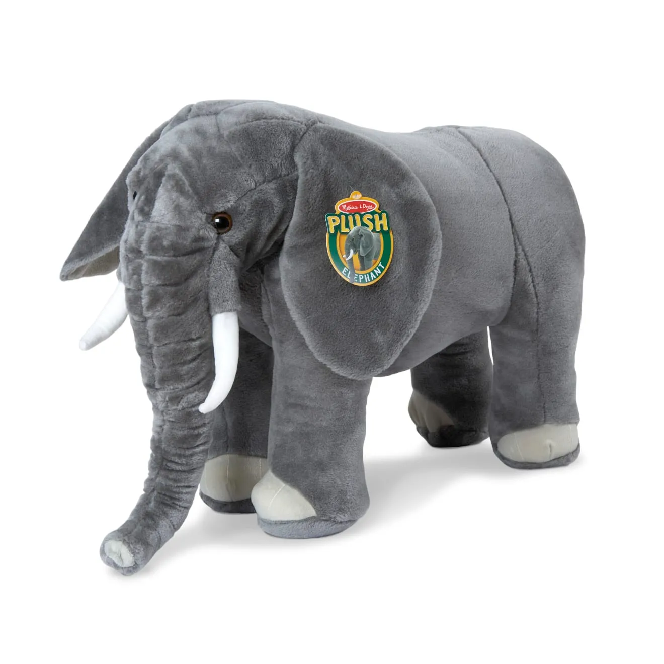 Melissa & Doug Olifant knuffel groot grijs XXL