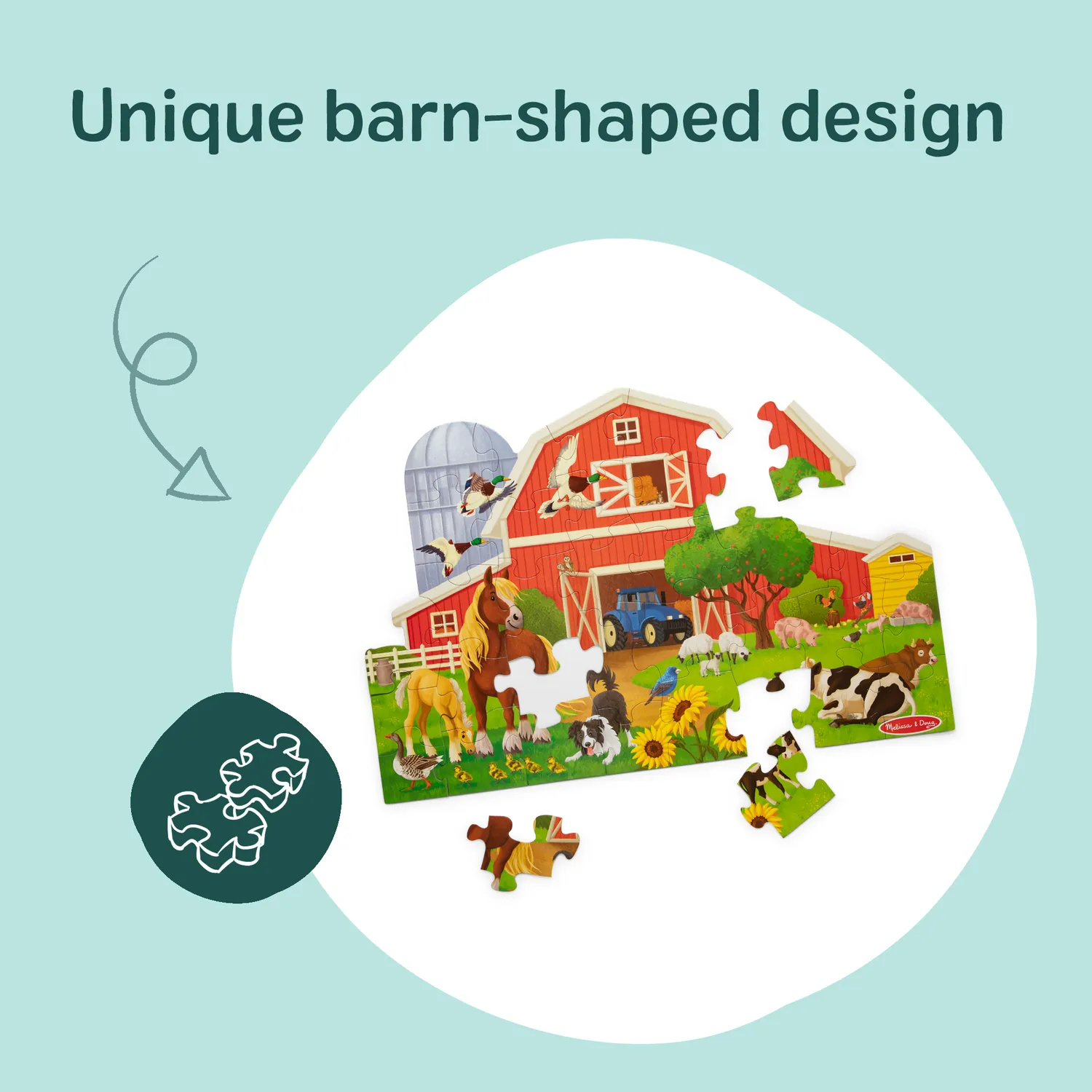 Melissa & Doug Busy Barn vloerpuzzel 32 stukjes schuurvorm