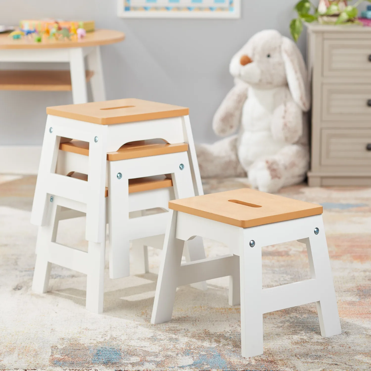 Melissa & Doug Wooden Stools houten krukjes 4 stuks