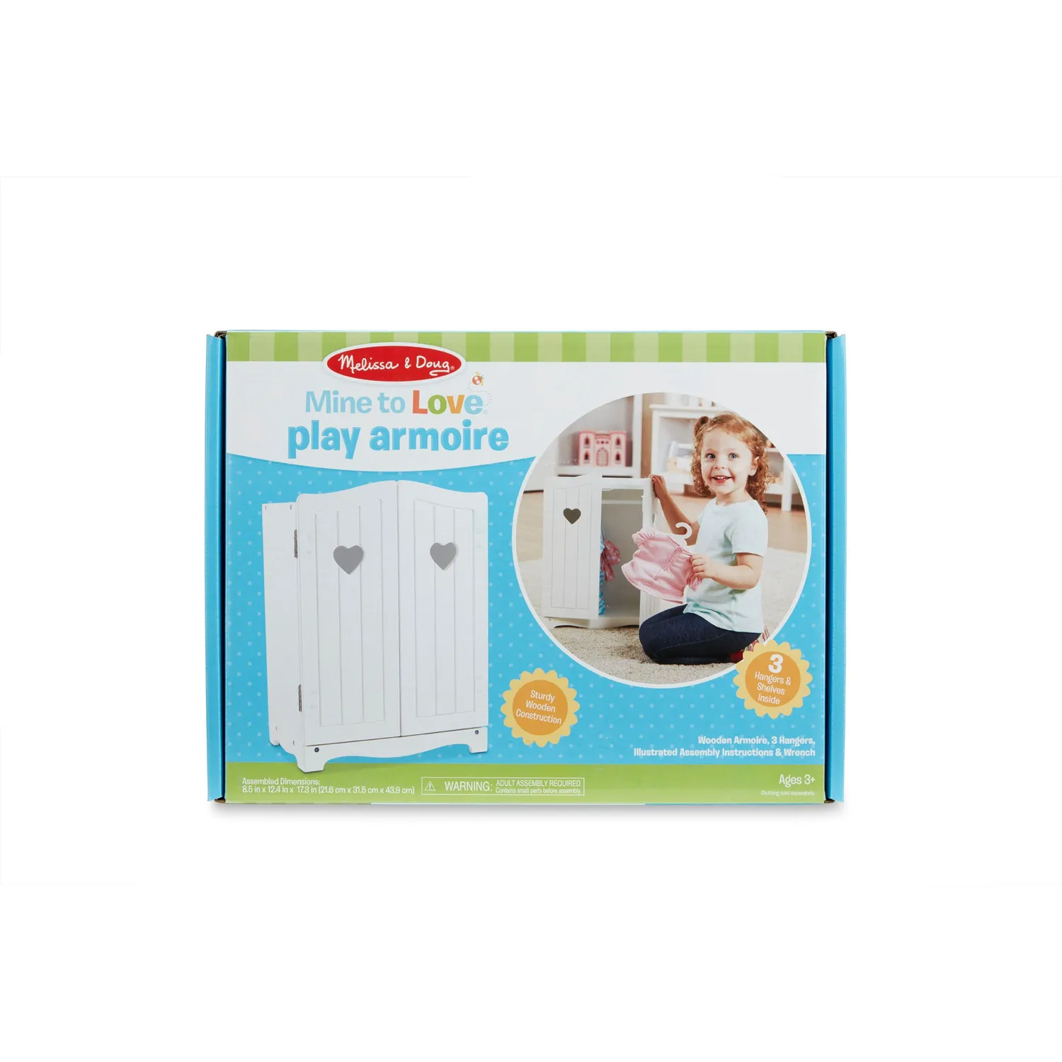 Melissa & Doug Mine to Love poppenkledingkast hout wit