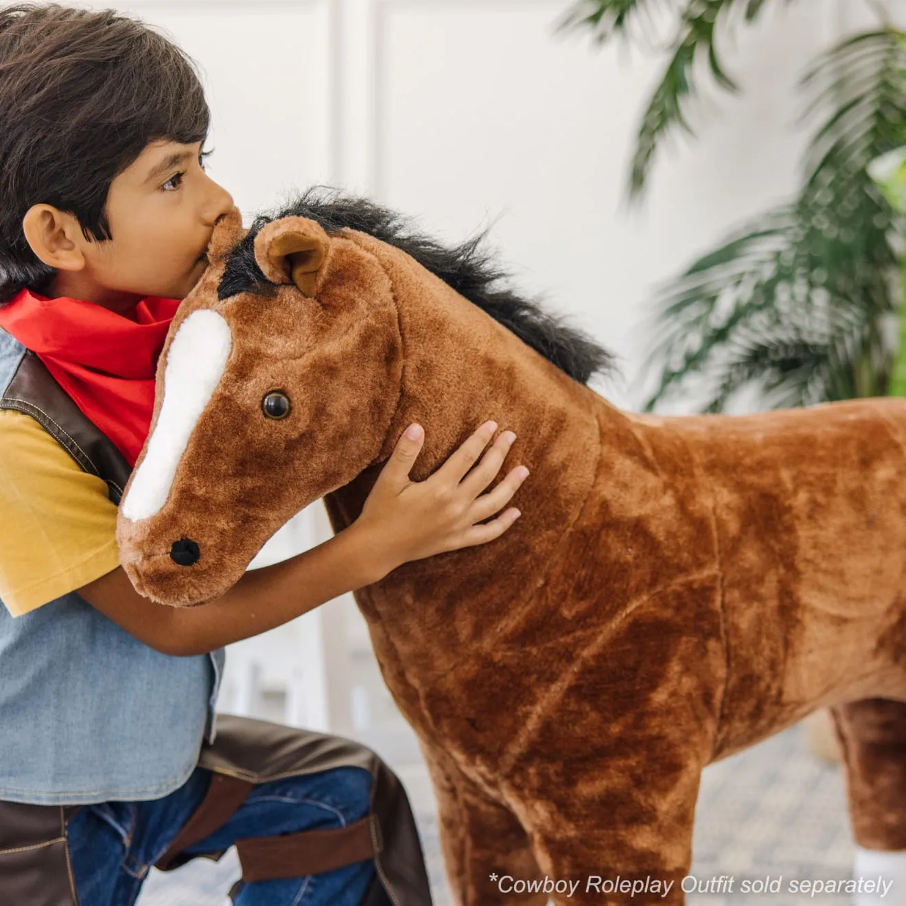 Melissa & Doug Paard knuffel reuze bruin 90 cm