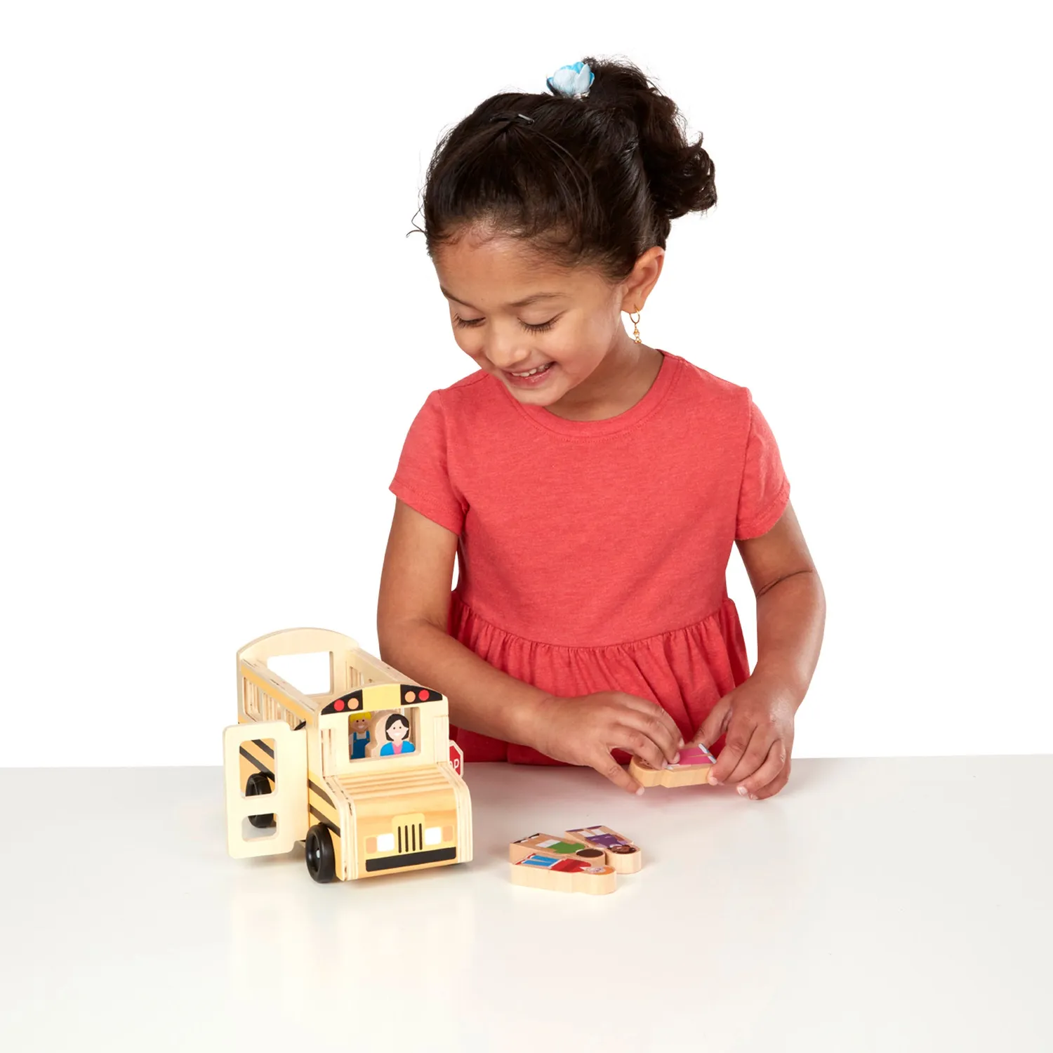 Melissa & Doug Wooden School Bus speelbus 8-delig hout