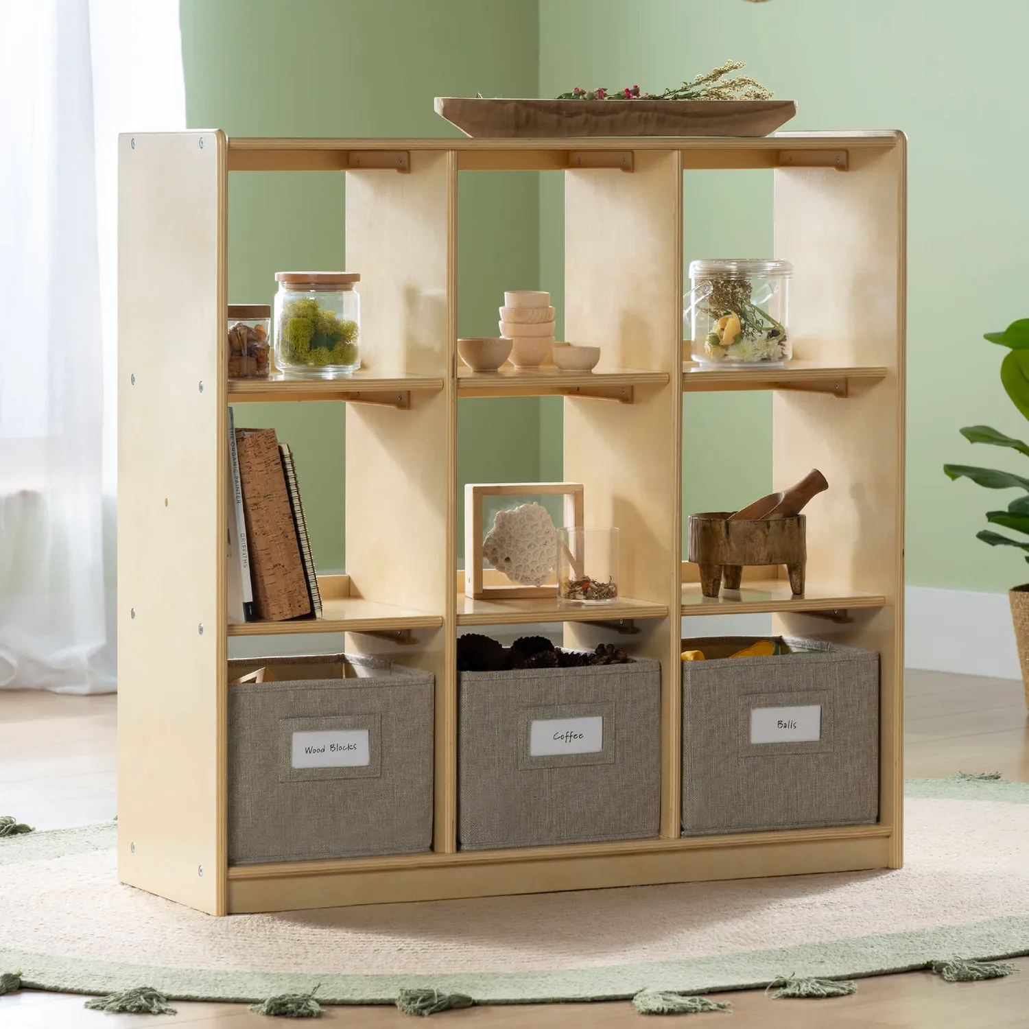 Guidecraft EdQ Curated Storage 3x3 kinderkast natural 9-vaks
