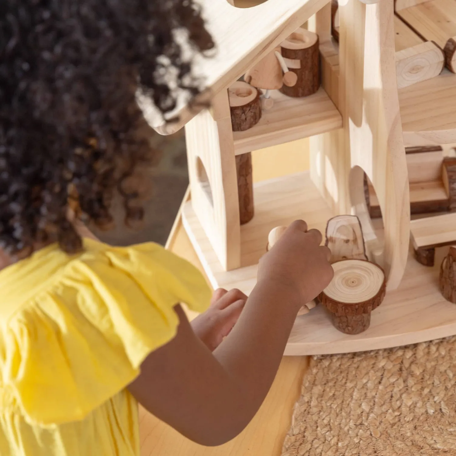 Guidecraft Woodlands poppenhuis set natuur 48 cm hout