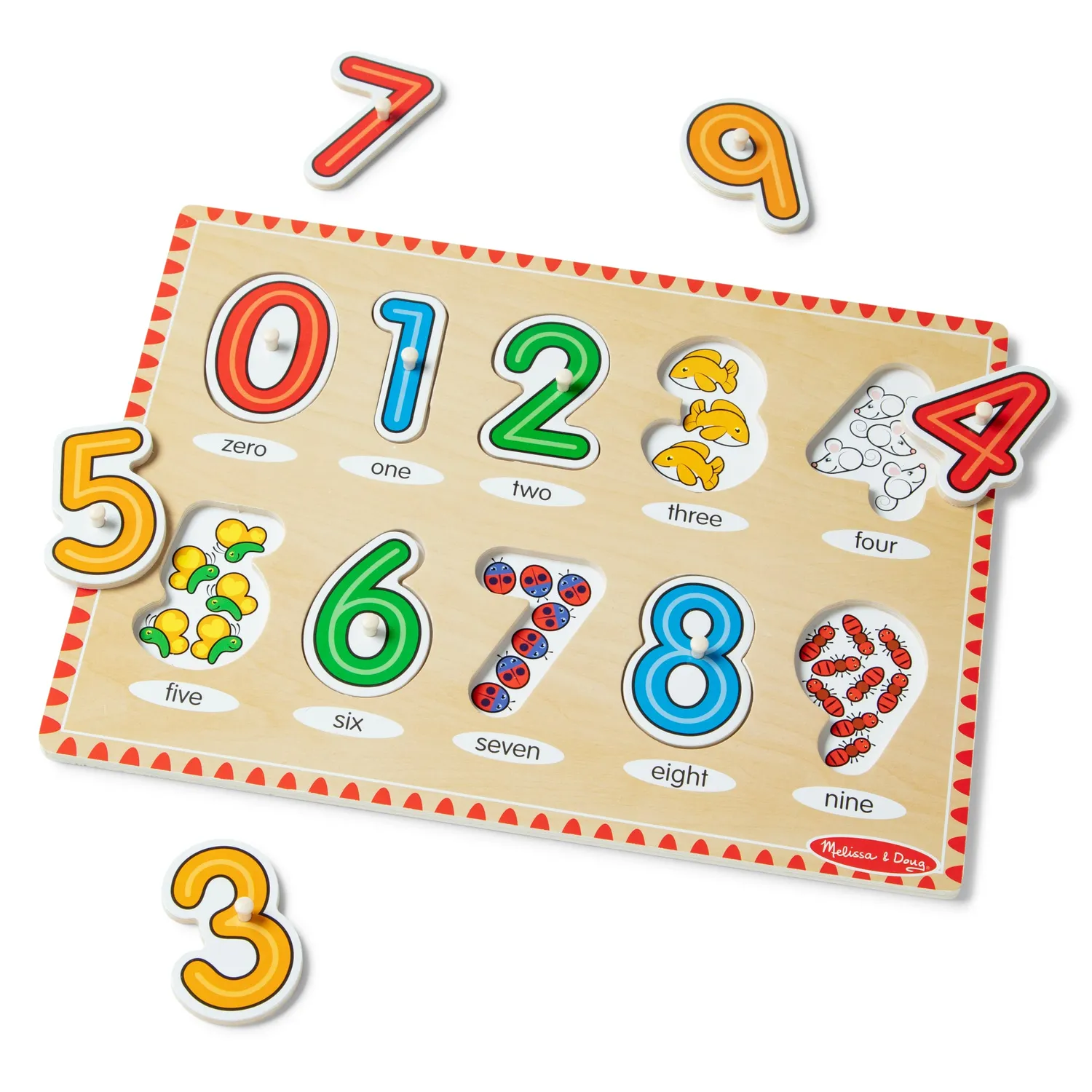 Melissa & Doug Lift & See Numbers nopjespuzzel 10 stukjes hout