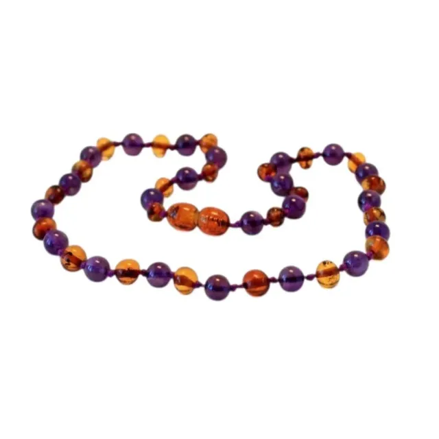 Ginger Fairy Barnsteen en amethist kinderketting 32 cm