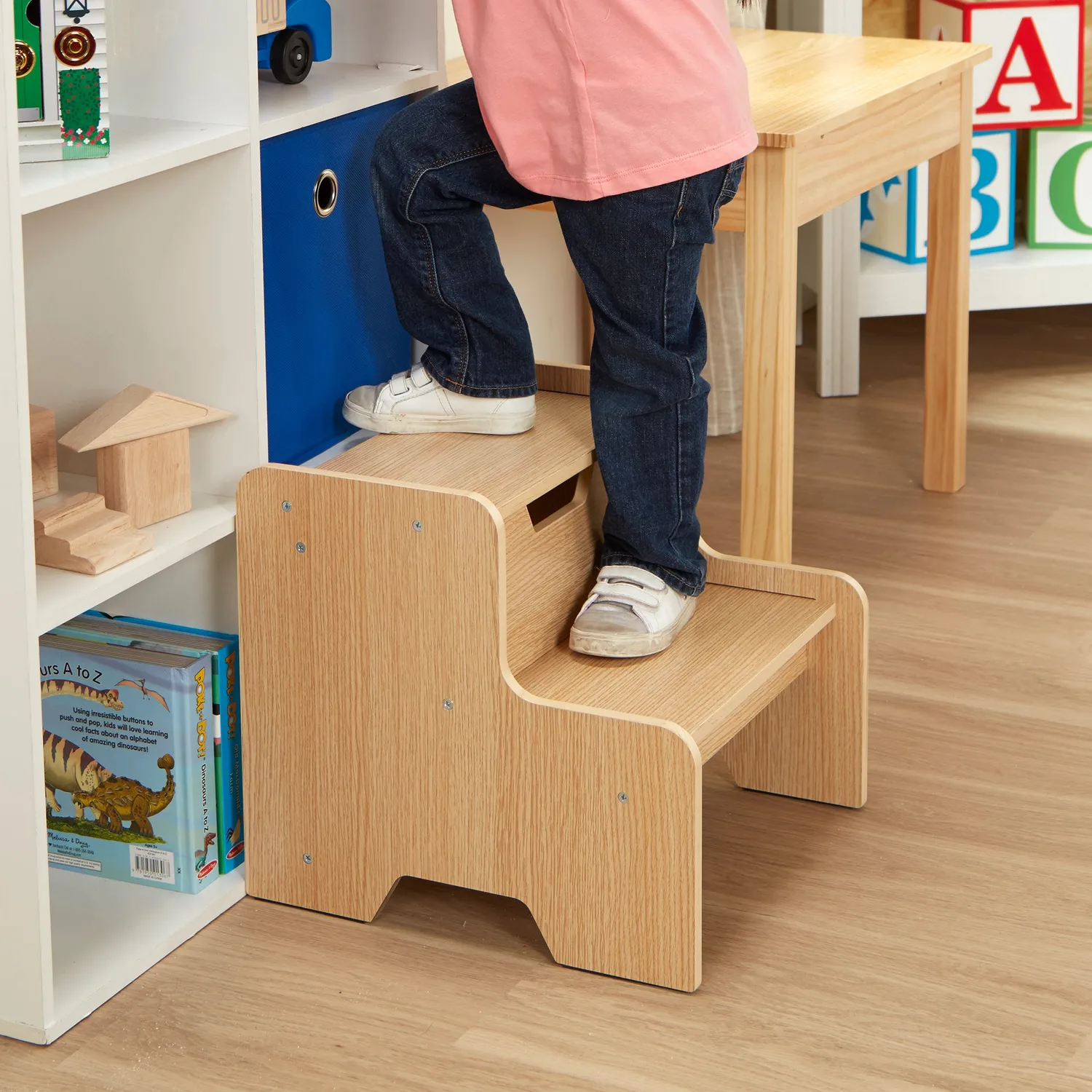Melissa & Doug Wooden Step Stool opstapje naturel 2 treden hout