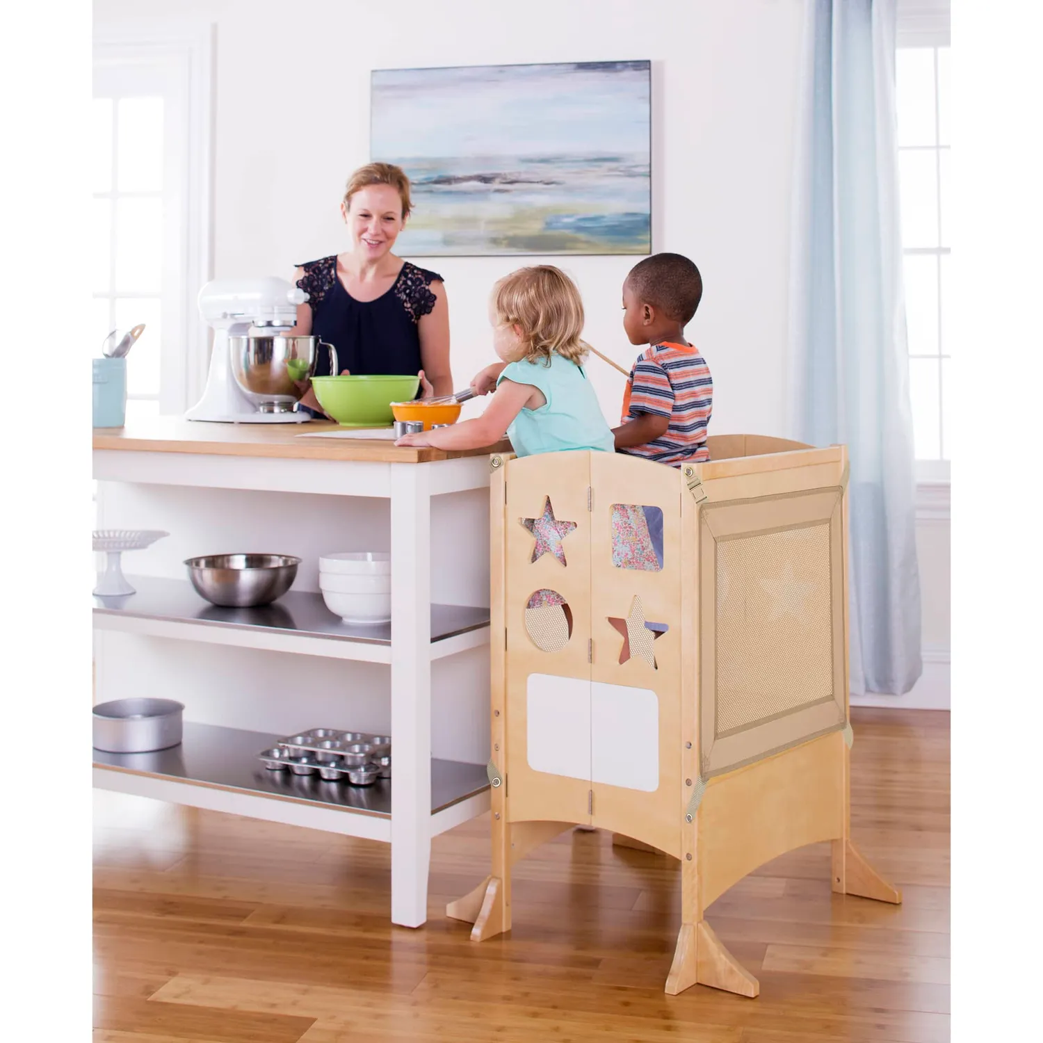 Guidecraft Kitchen Helper Double leertoren natural 2 kinderen