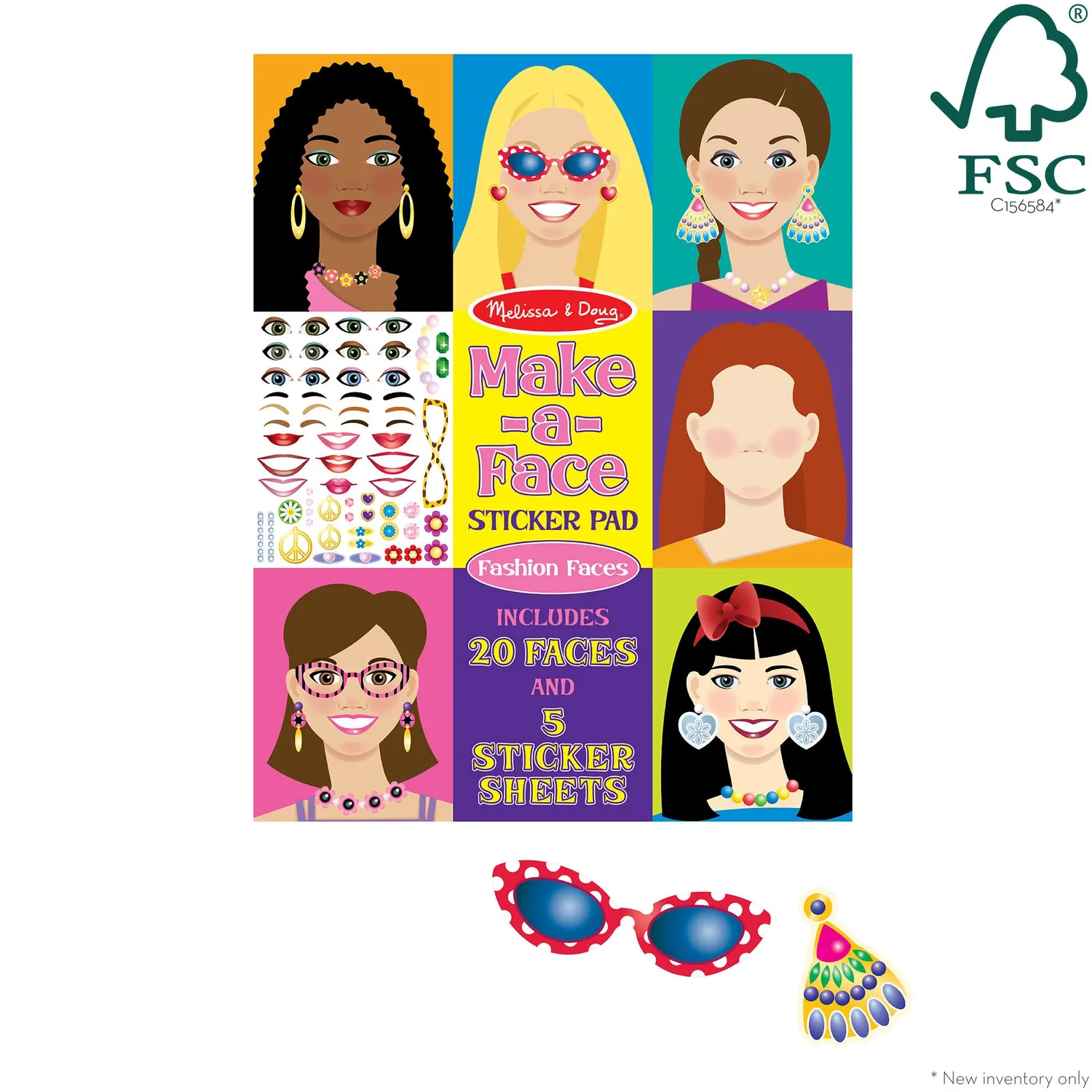 Melissa & Doug Make-a-Face Fashion Faces stickerboek