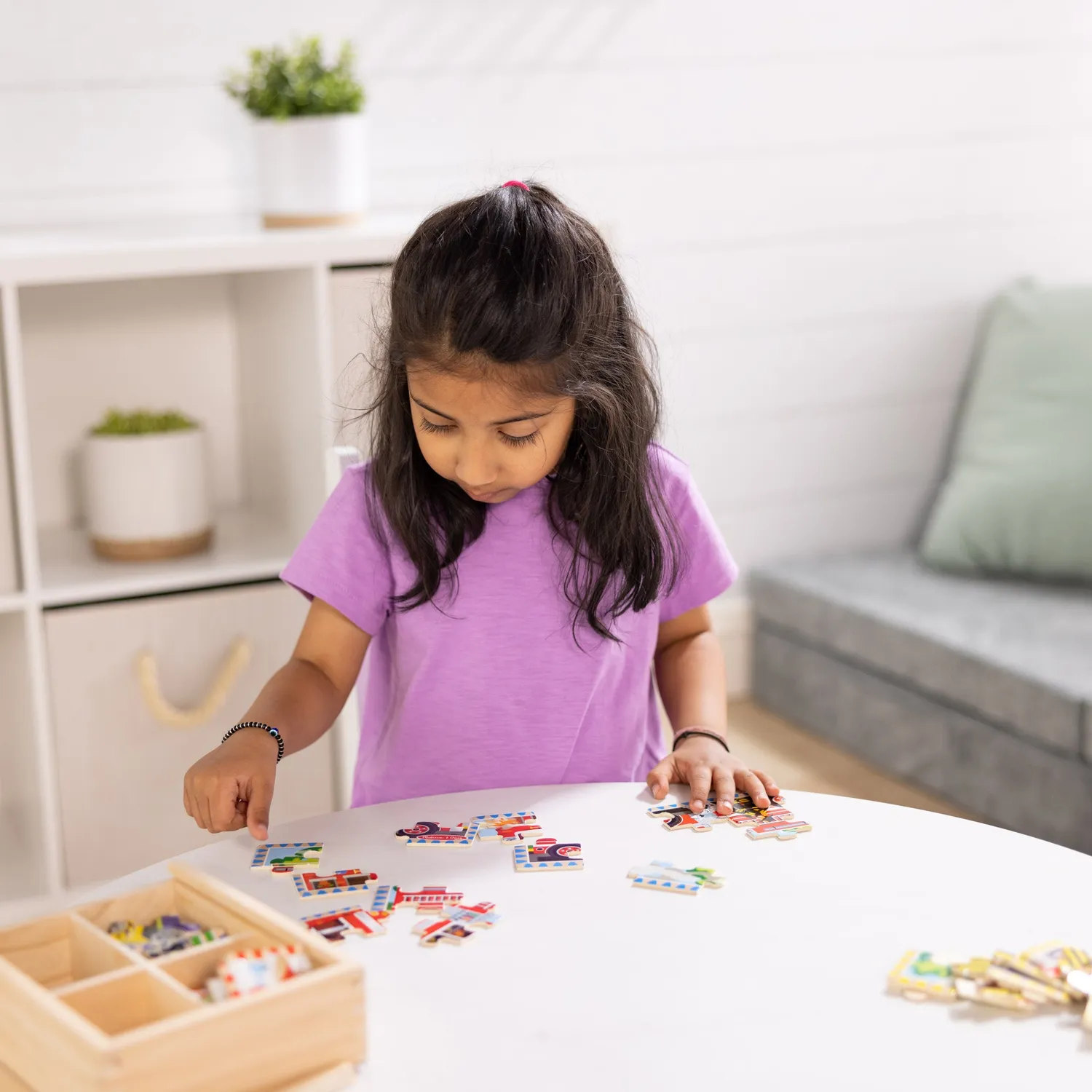 Melissa & Doug Vehicles Houten Puzzelset 4 x 12 stukjes