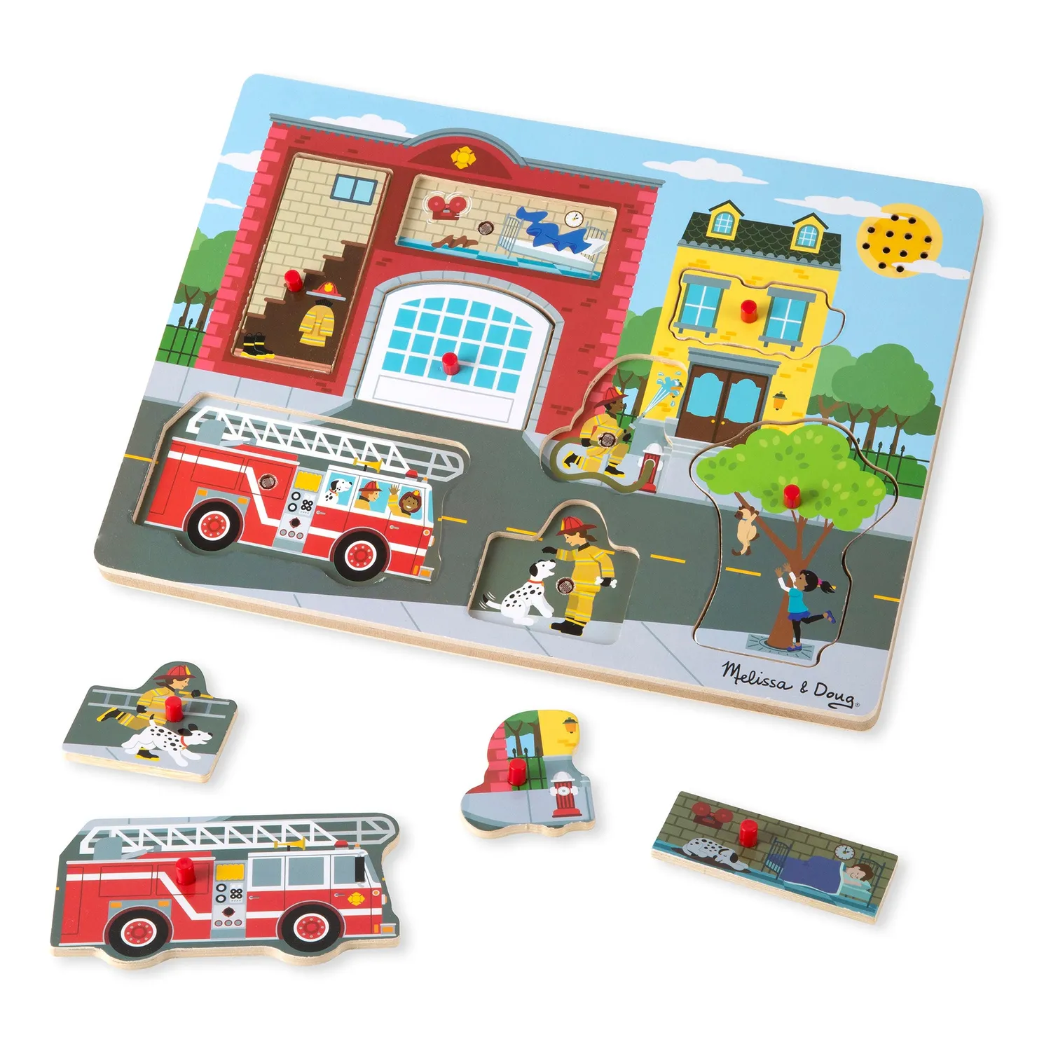 Melissa & Doug Around the Fire Station geluidspuzzel 8 stukjes