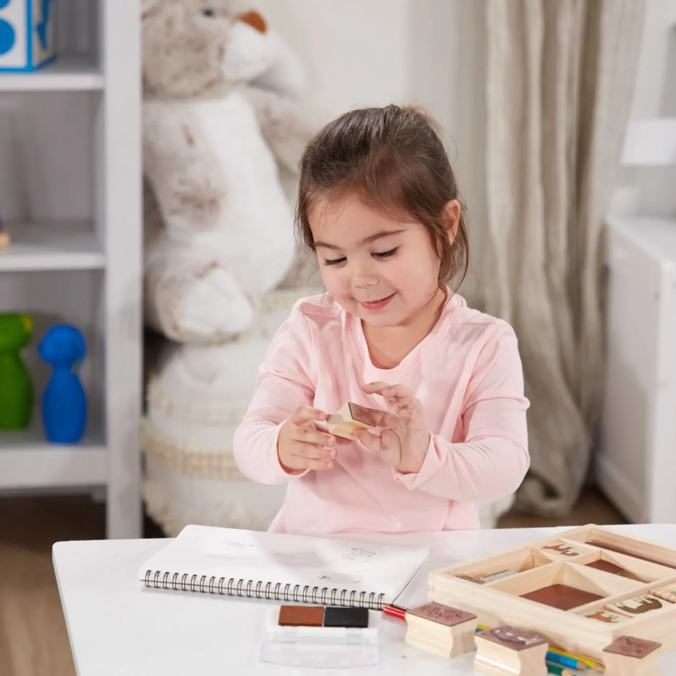 Melissa & Doug Houten Stempelset Paarden met inktpad