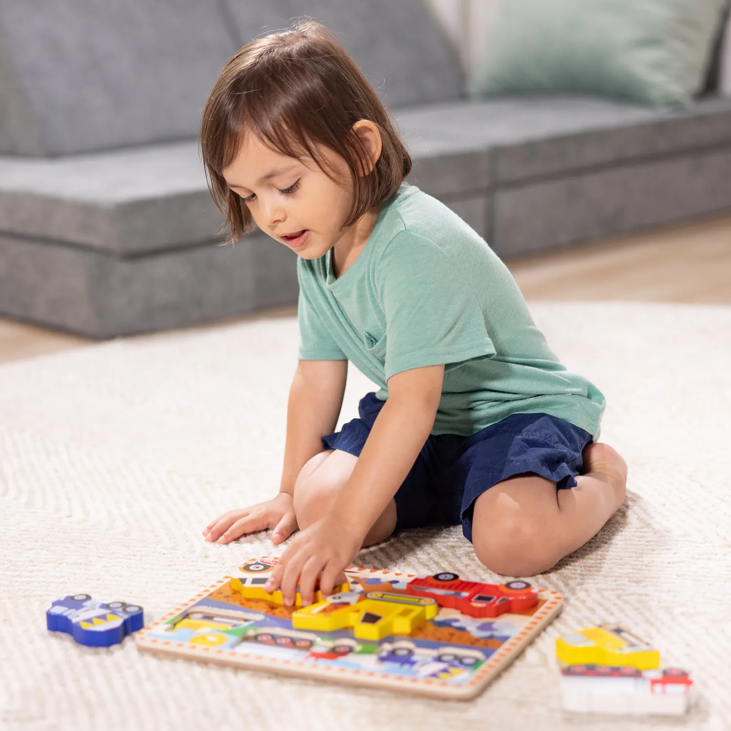Melissa & Doug Construction houten puzzel 6 voertuigen 2+
