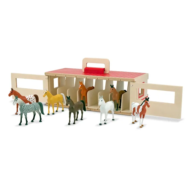 Melissa & Doug Take-Along Show-Horse Stable paardenstal 8 paarden