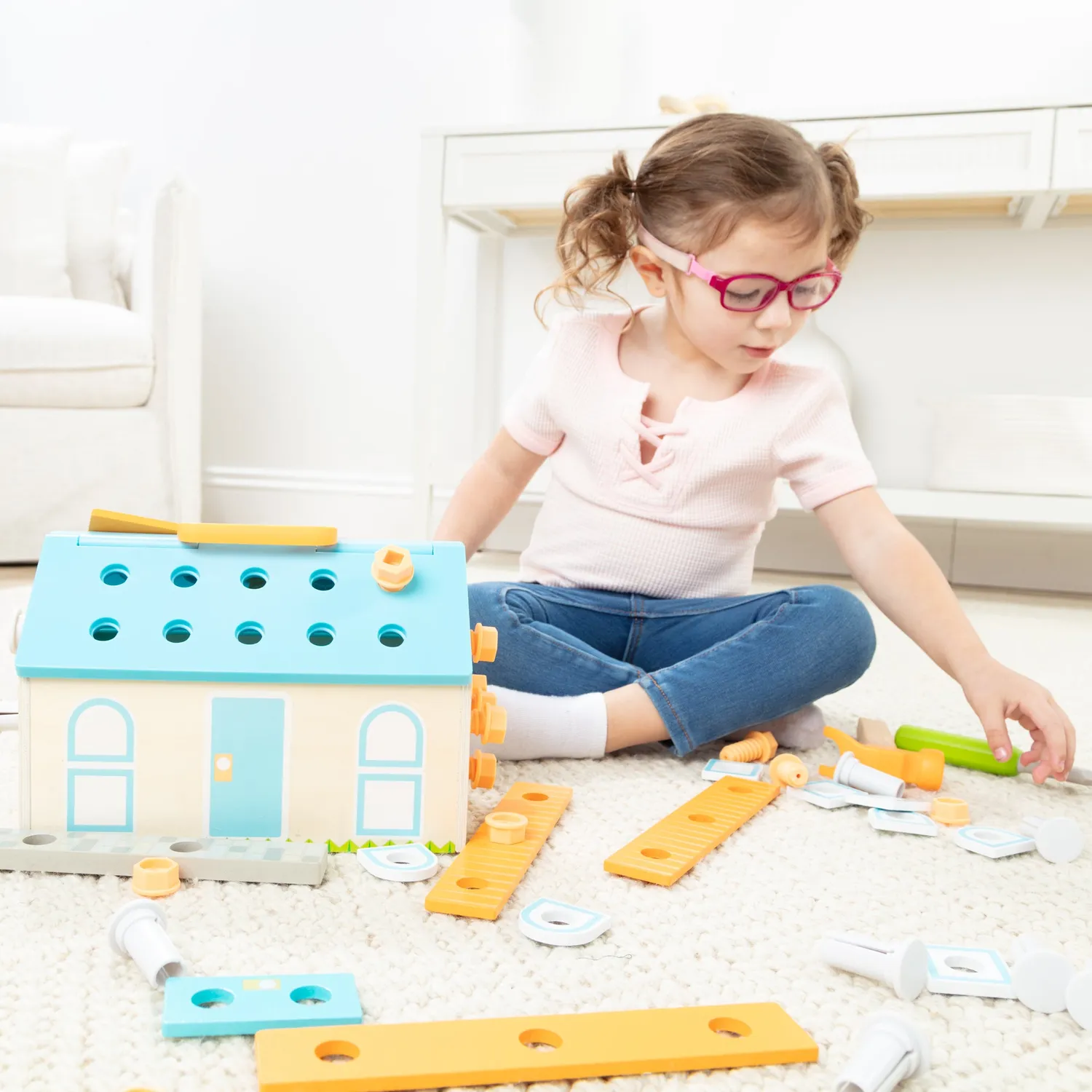 Melissa & Doug Build A House gereedschapskist 55-delig houten