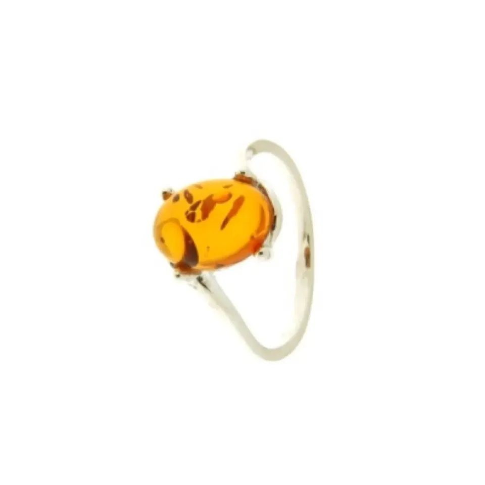 Ginger Fairy Barnsteen Ring ovaal zilver 11x8 mm