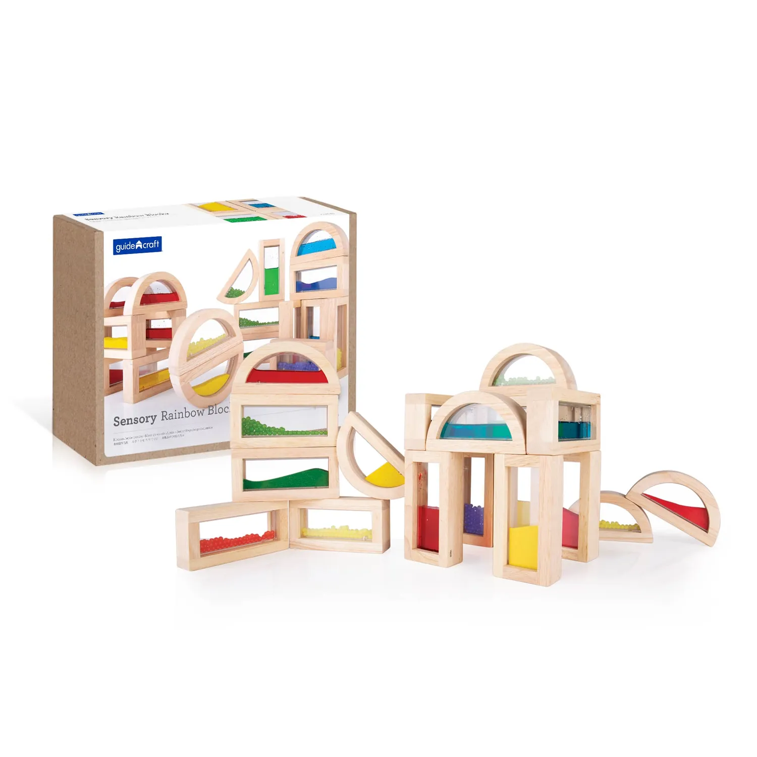 Guidecraft Sensory Rainbow Blocks blokken 18 stuks set