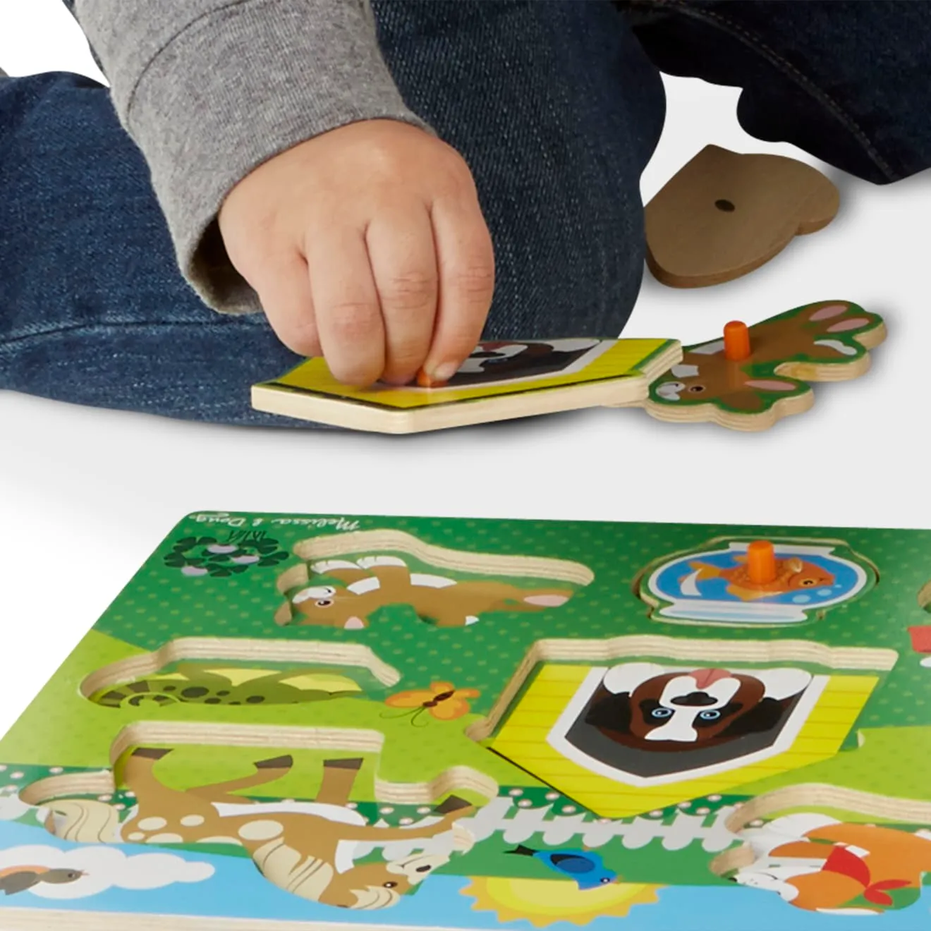 Melissa & Doug Pets knoppuzzel hout 8 stukjes huisdieren