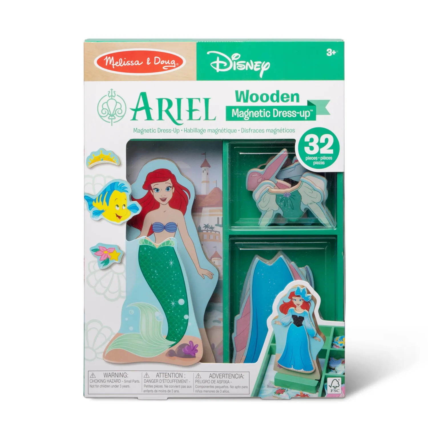 Melissa & Doug Disney Ariel Dress-Up magneetpop houten 30-delig