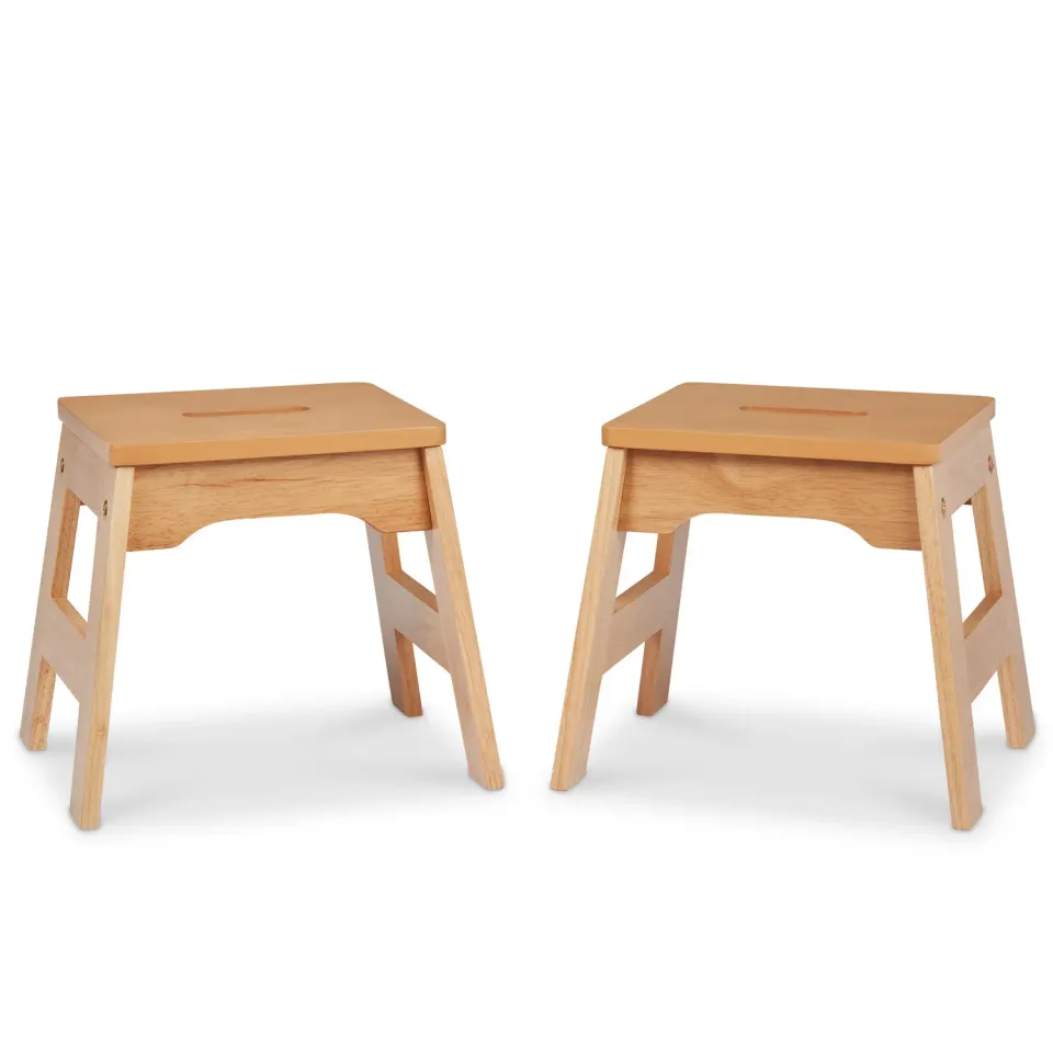 Melissa & Doug Wooden Stools kinderkrukjes set van 2 stapelbaar