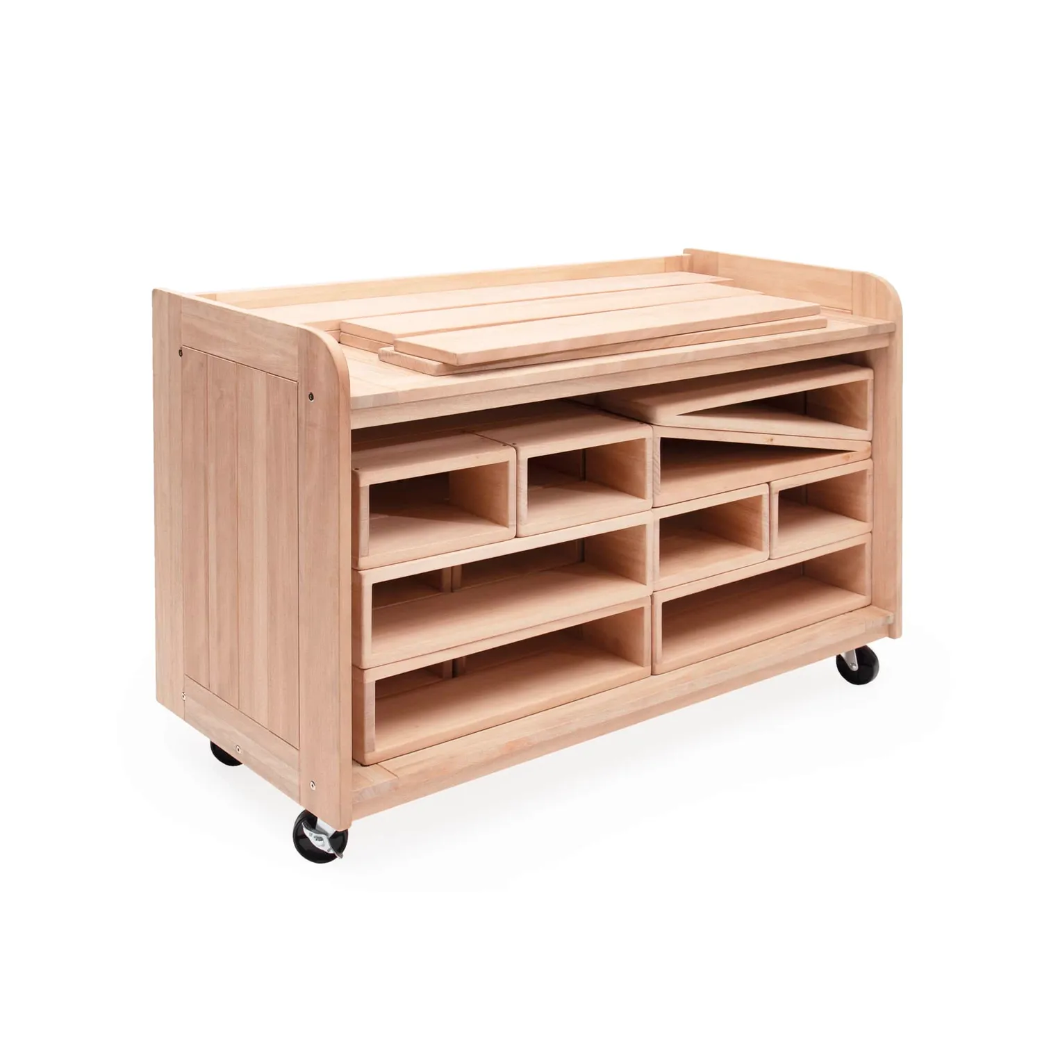 Guidecraft Outdoor Hollow Blocks Storage Cart opbergkar eucalyptus