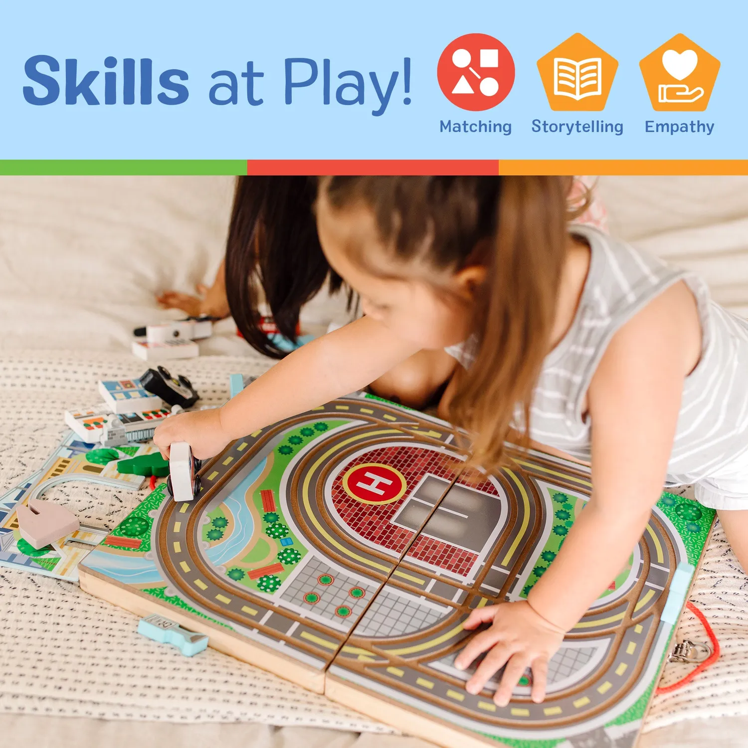 Melissa & Doug Take-Along Town houten speelstad koffer
