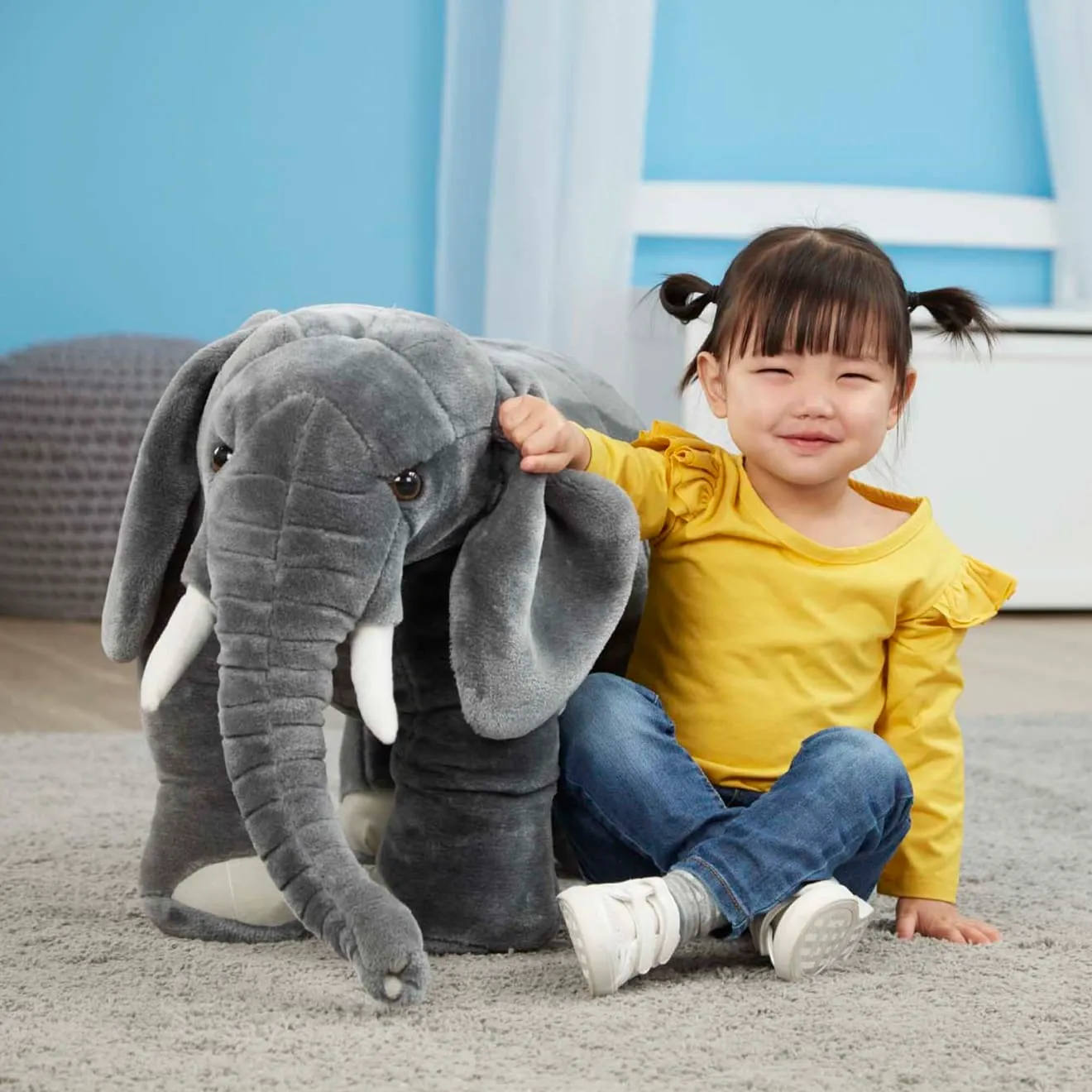 Melissa & Doug Olifant knuffel groot grijs XXL
