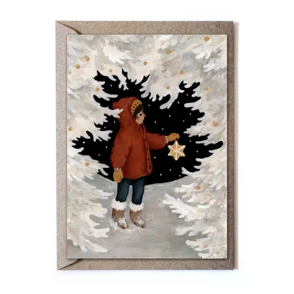 Ginger Fairy Decorating the tree kaart naturel wit 148x105 mm