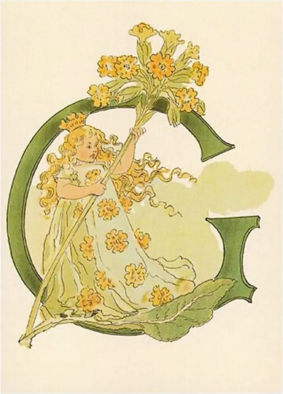 Ginger Fairy Ottilia Adelborg G ansichtkaart bloemenalfabet